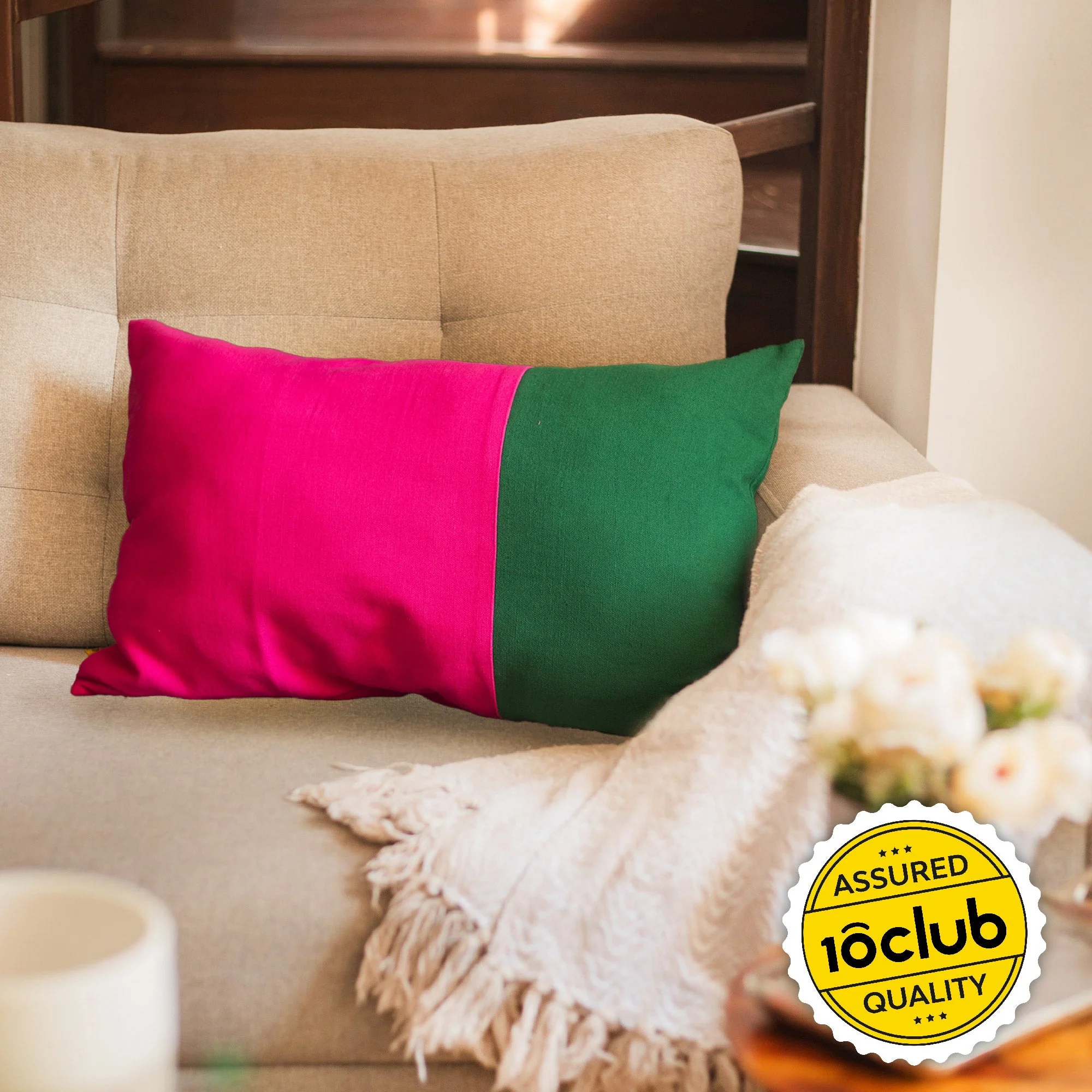 Two Tone Lumbar Cushion Cover | Single