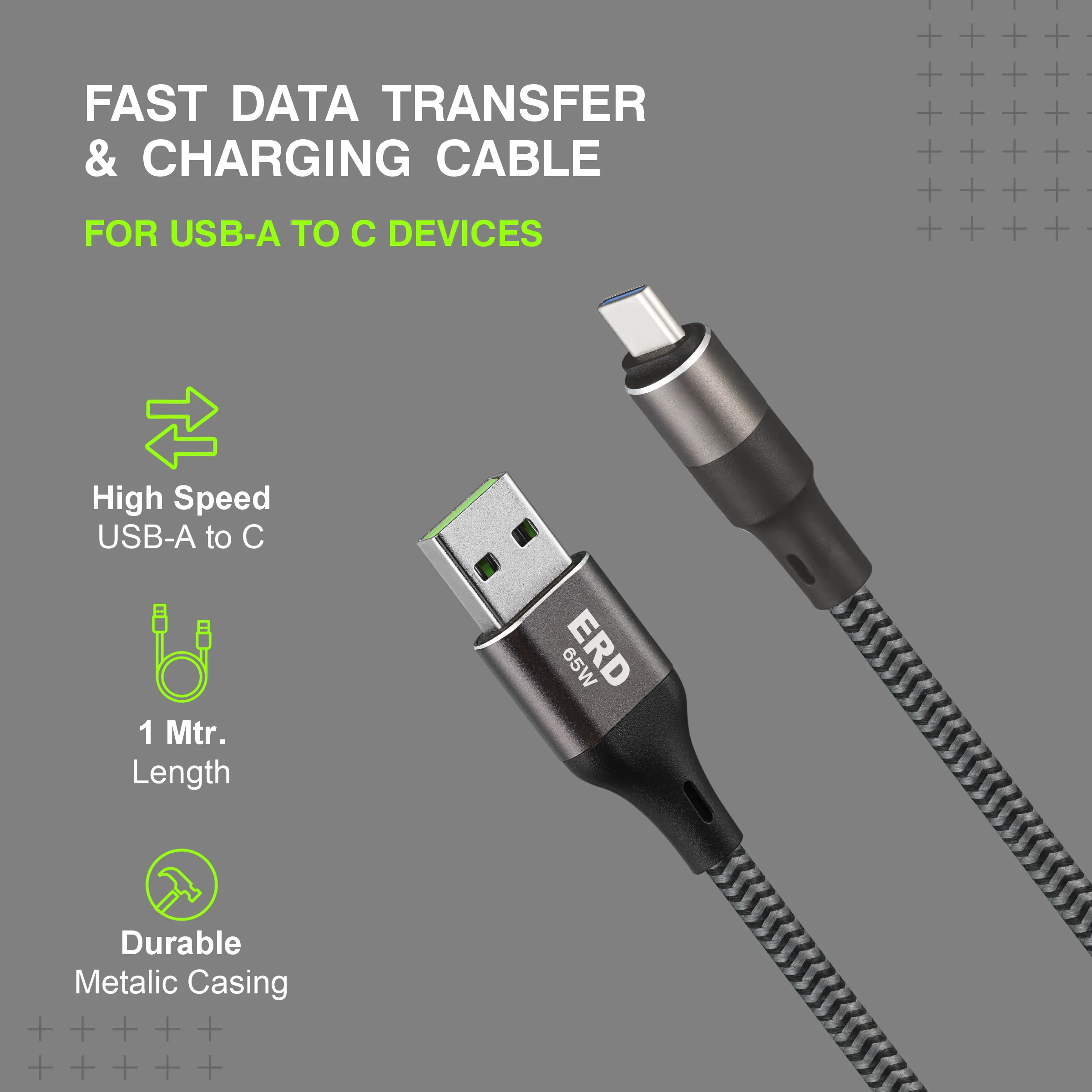 UC 200 USB-C Metal Braided Data Cable - Image 3