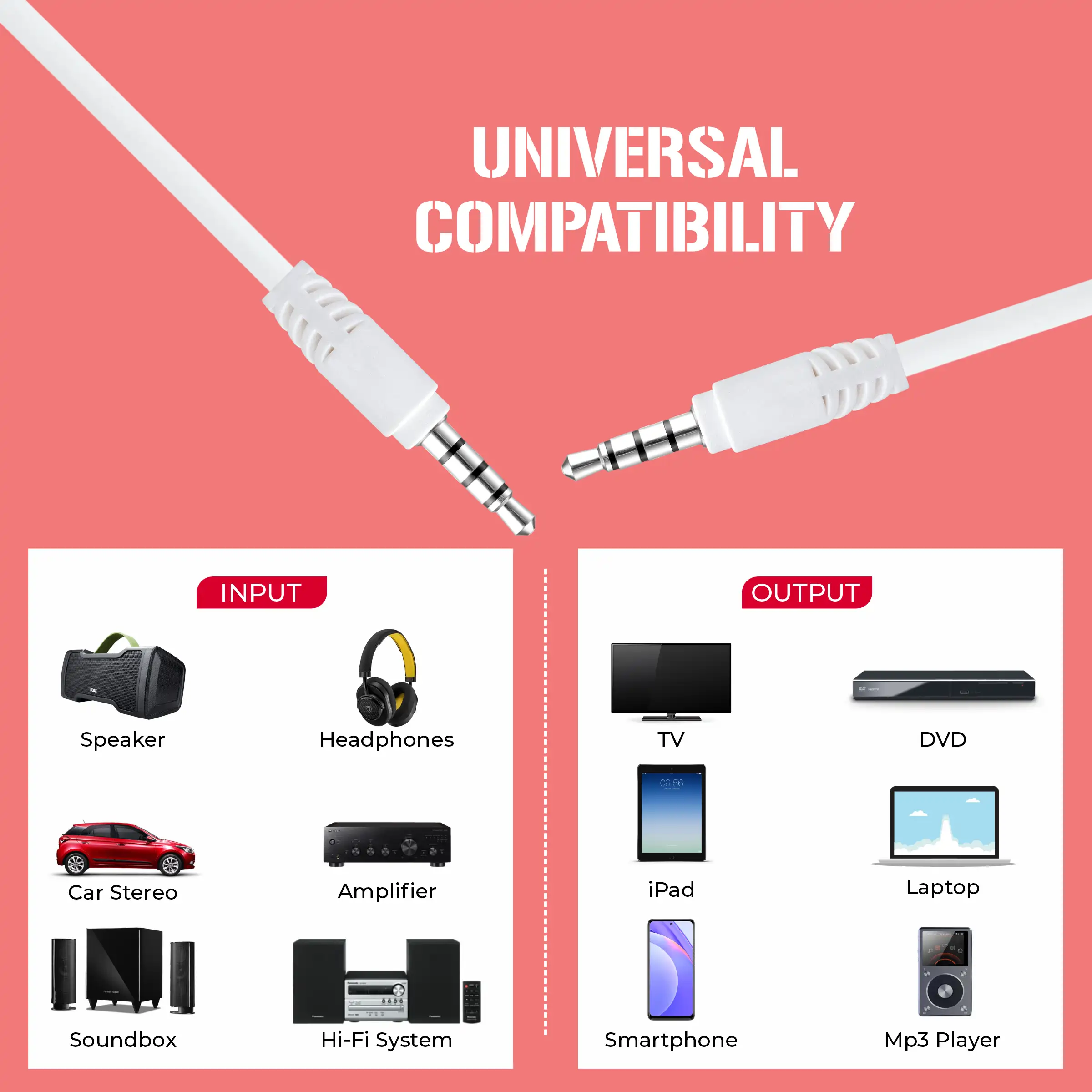 UC-203 4 Pole Mobile Aux Cable 1 Meter - Image 5