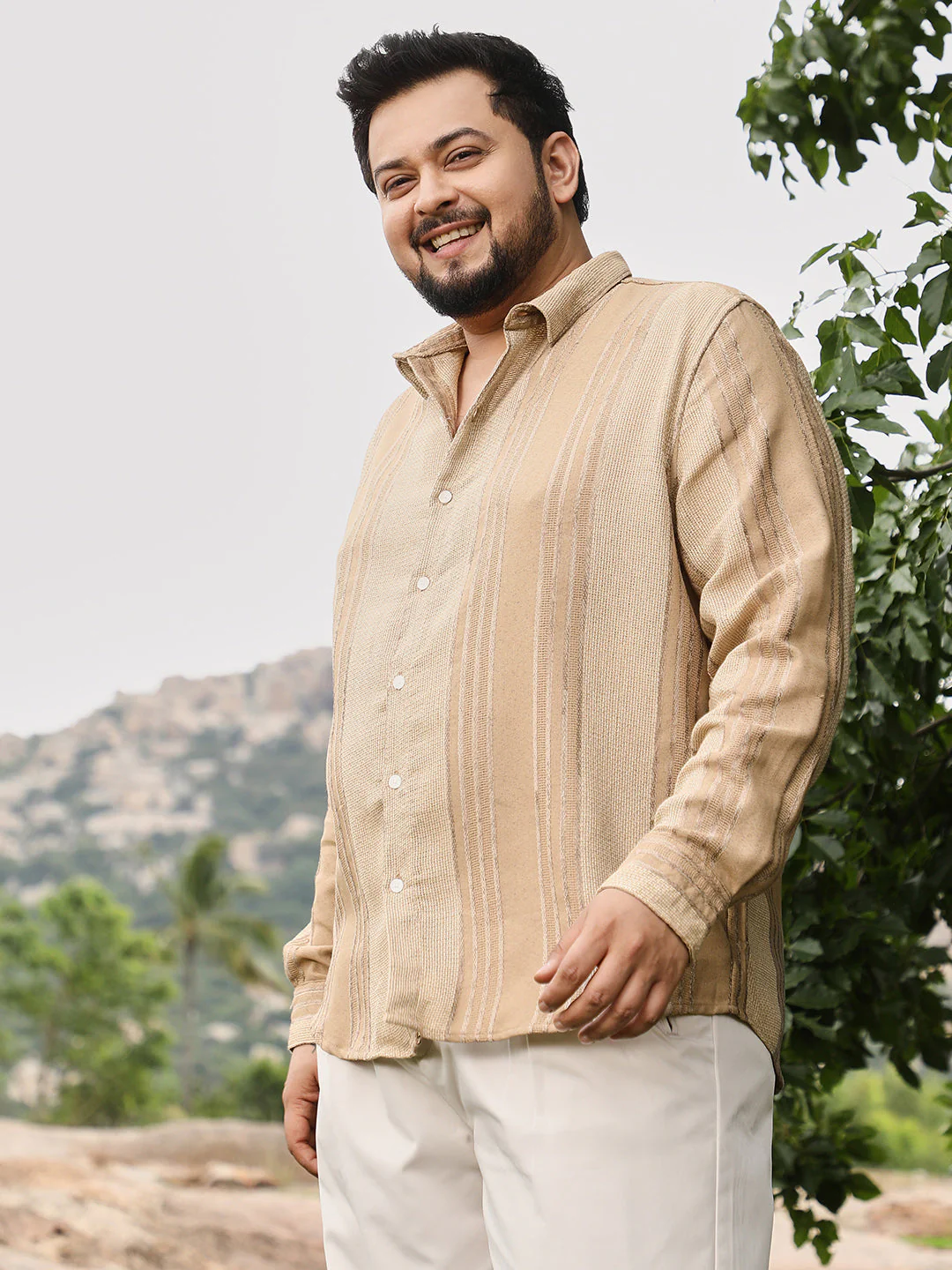 Unbalanced-Striped Jacquard Shirt - Image 3