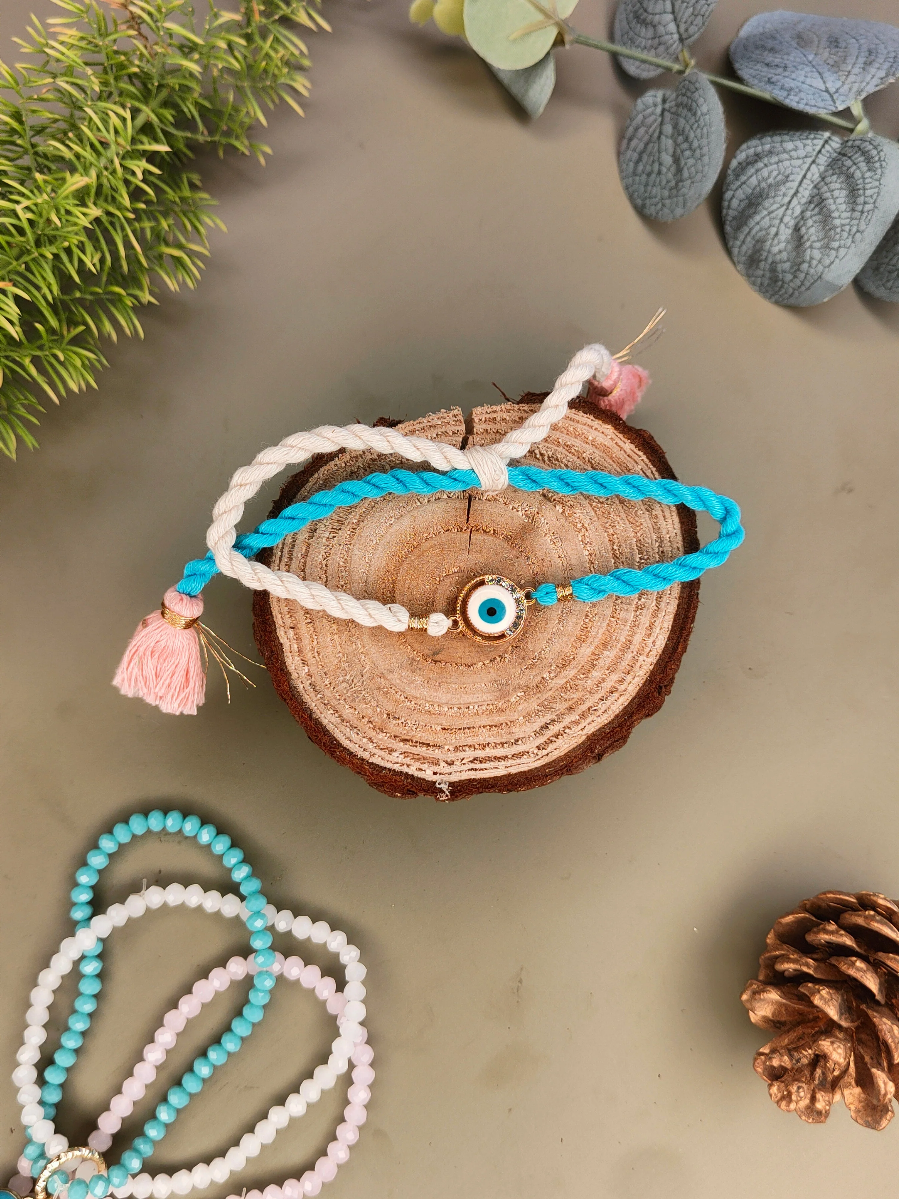Uncut Pearl Bracelet (Lumba) and Rakhi Set - Image 4