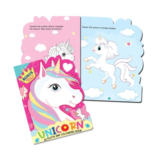 Unicorn Activity and Colouring Book- Die Cut Animal Shaped Book - Image 4