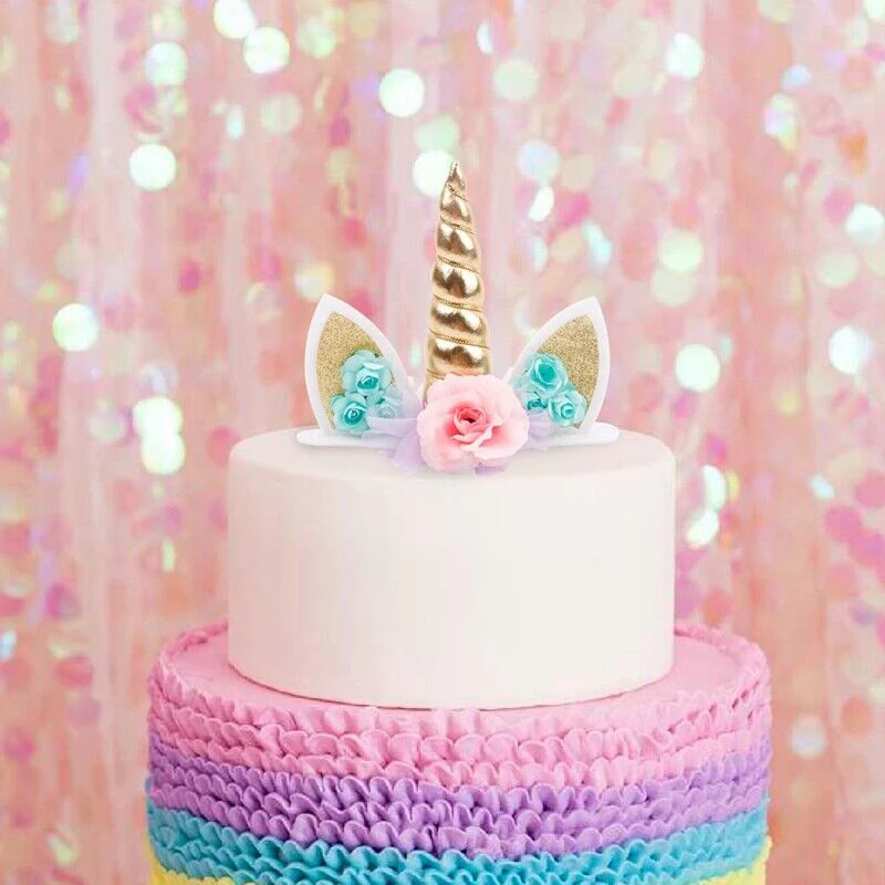 Unicorn Ear- Flowers Cake Topper (Pink) (Pack of 1) - Image 4