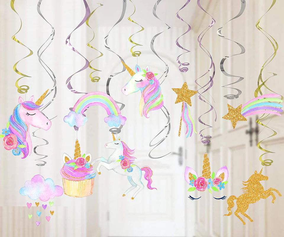 Unicorn Shape Theme Swirls Decoration (Pack of 18) - Image 2