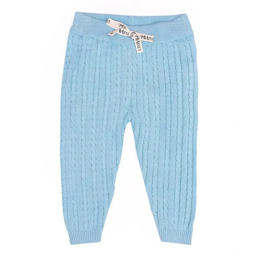 Unisex Cabel Knitted Cardigan With Baby Pyjama Set - Image 6
