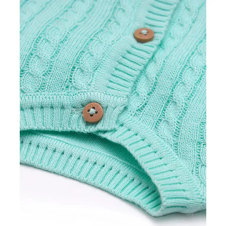Unisex Cable Knitted Baby Cardigan With Pyjama Set - Image 6