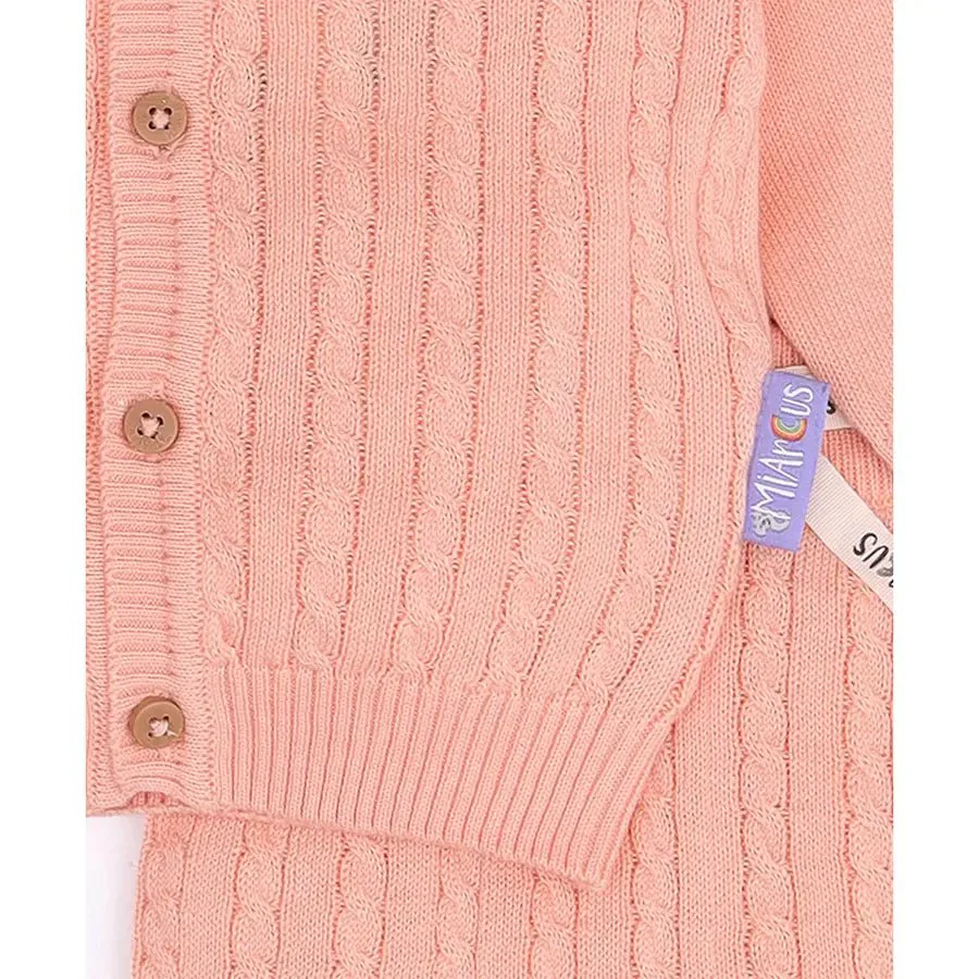 Unisex Cable Knitted Cardigan With Winter Pajamas For Baby Boy - Image 5