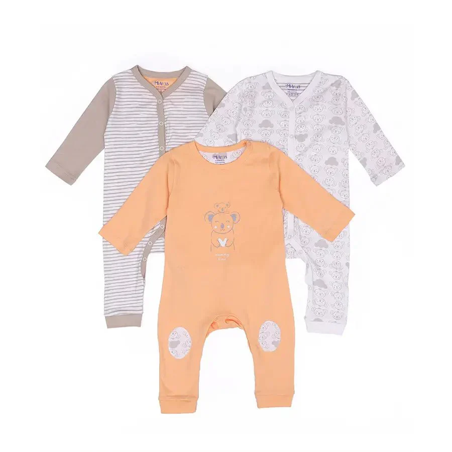 Unisex Comfy Knitted Sleep Suit For Newborn Baby - Koala (Pack Of 3)
