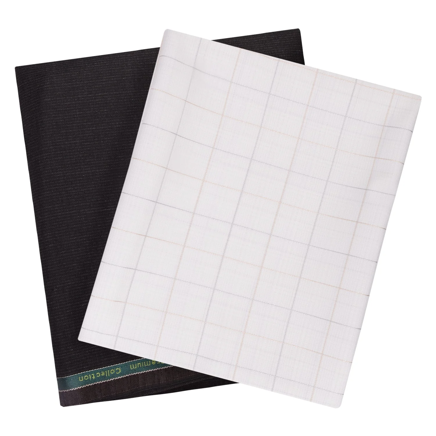 Unstitched PolyBlend Cream Checks Shirt and Black Trouser Fabric Piece Set - Image 6