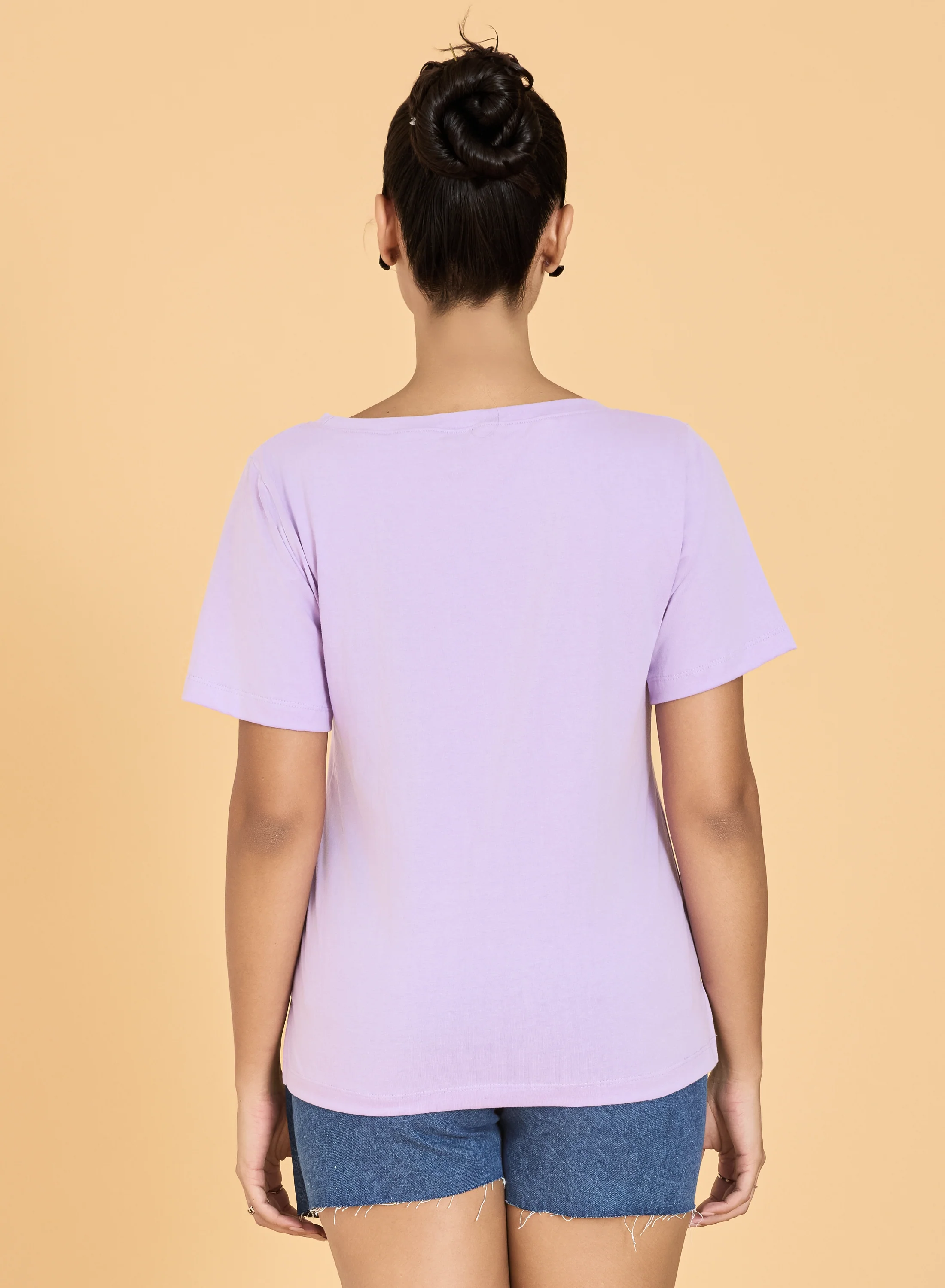 Urban Sundari Women's Cotton Blend Round Neck Half Sleeve T-Shirt with Front Flower Embroidery - Image 17