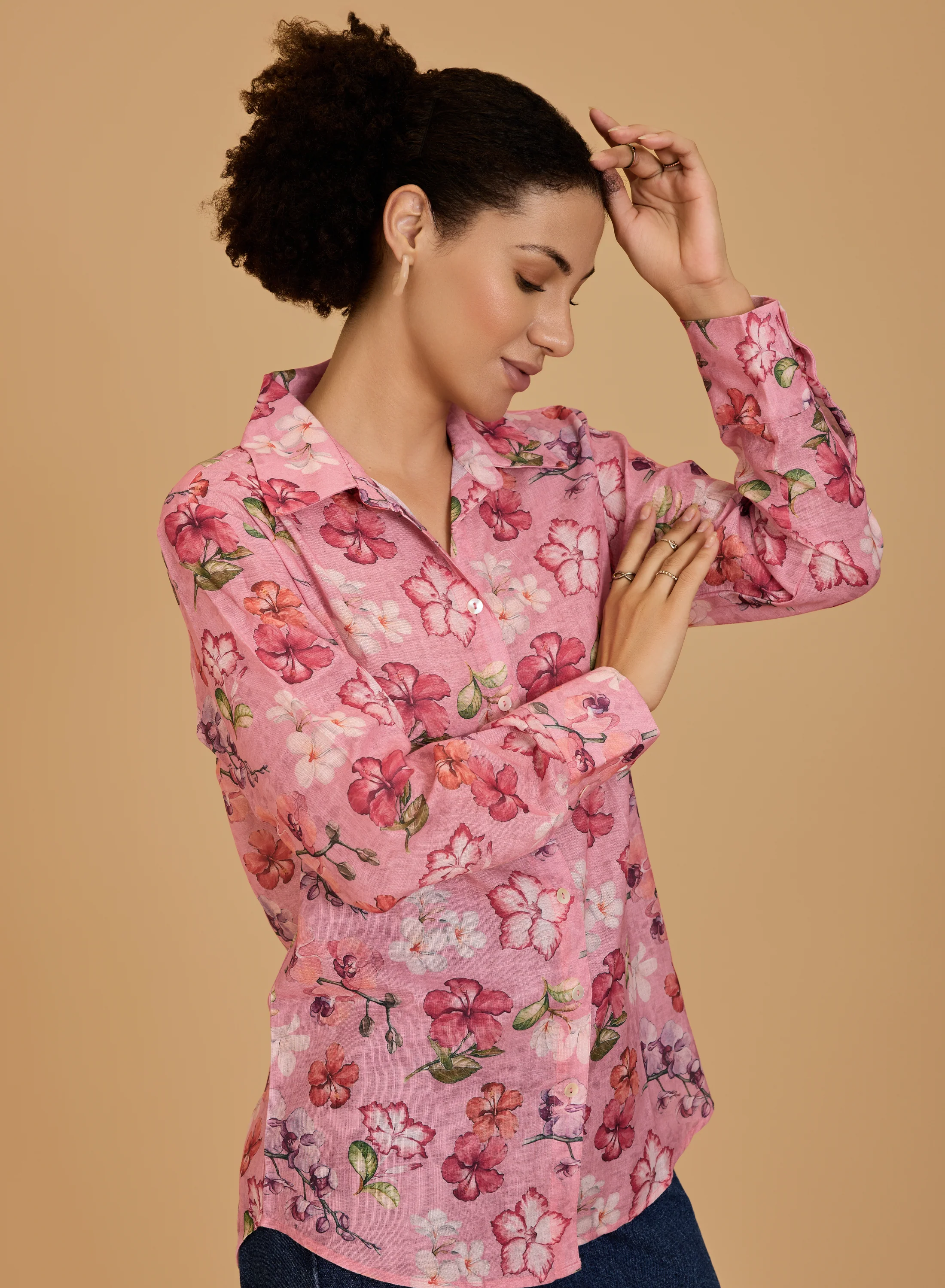 Urban Sundari Women's Floral Print Cotton Shirt with Spread Collar and Long Sleeves - Image 5