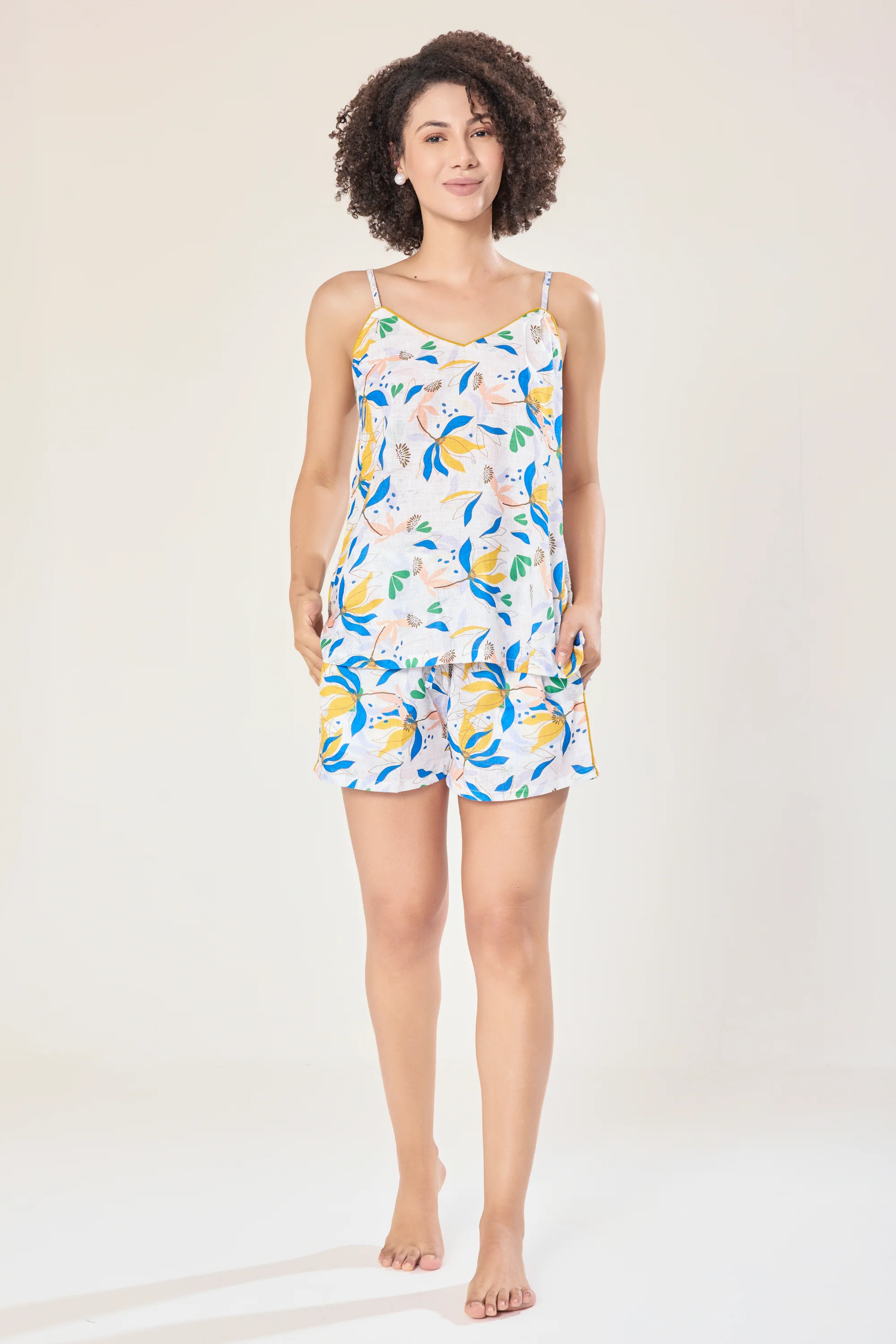Urban Sundari Women's Floral Printed Cotton Night Suit – Sleeveless Top & Slip-On Shorts - Image 10