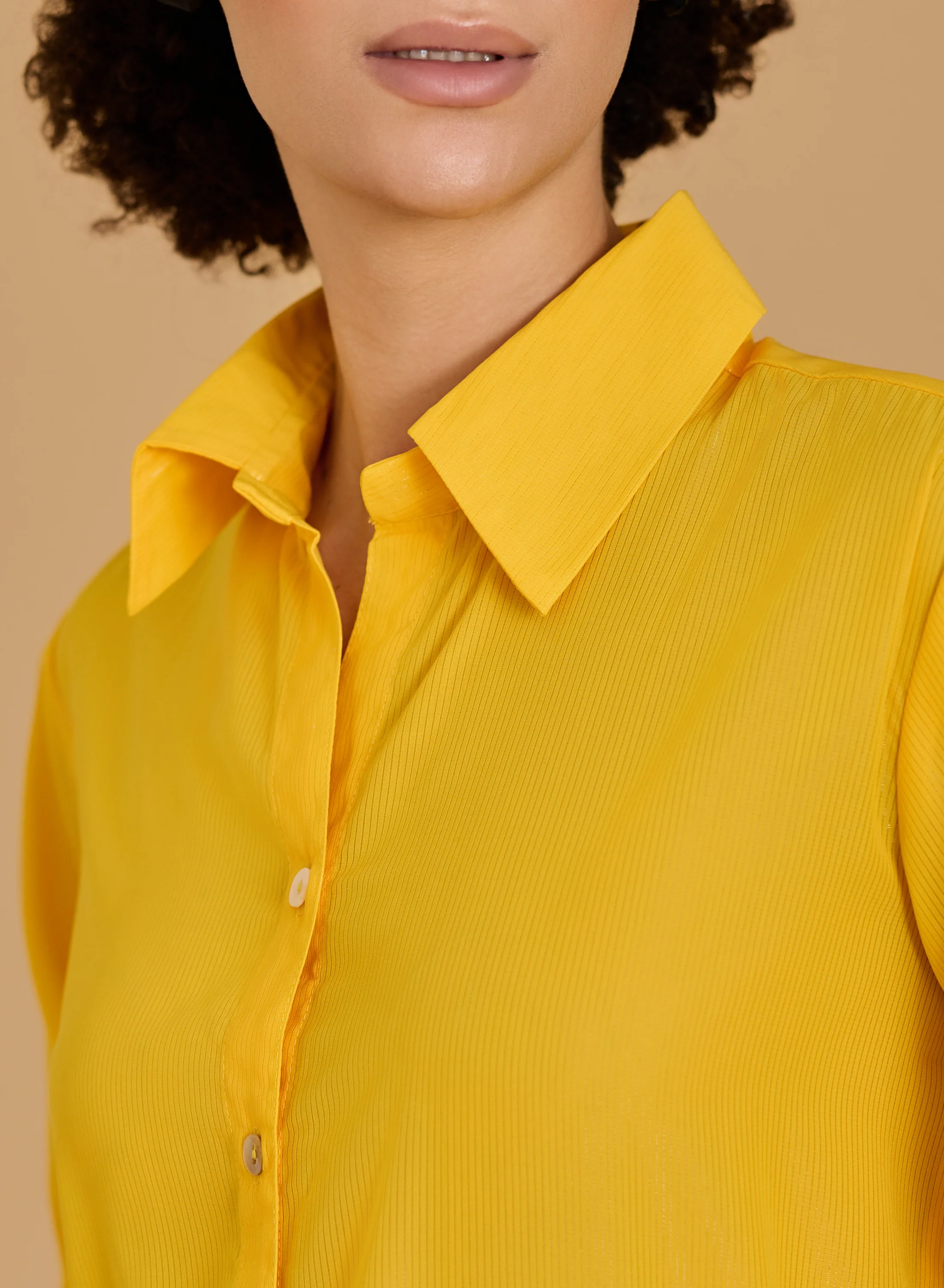 Urban Sundari Women's Solid Cotton Shimmer Shirt with Spread Collar and Curved Hemline - Image 13