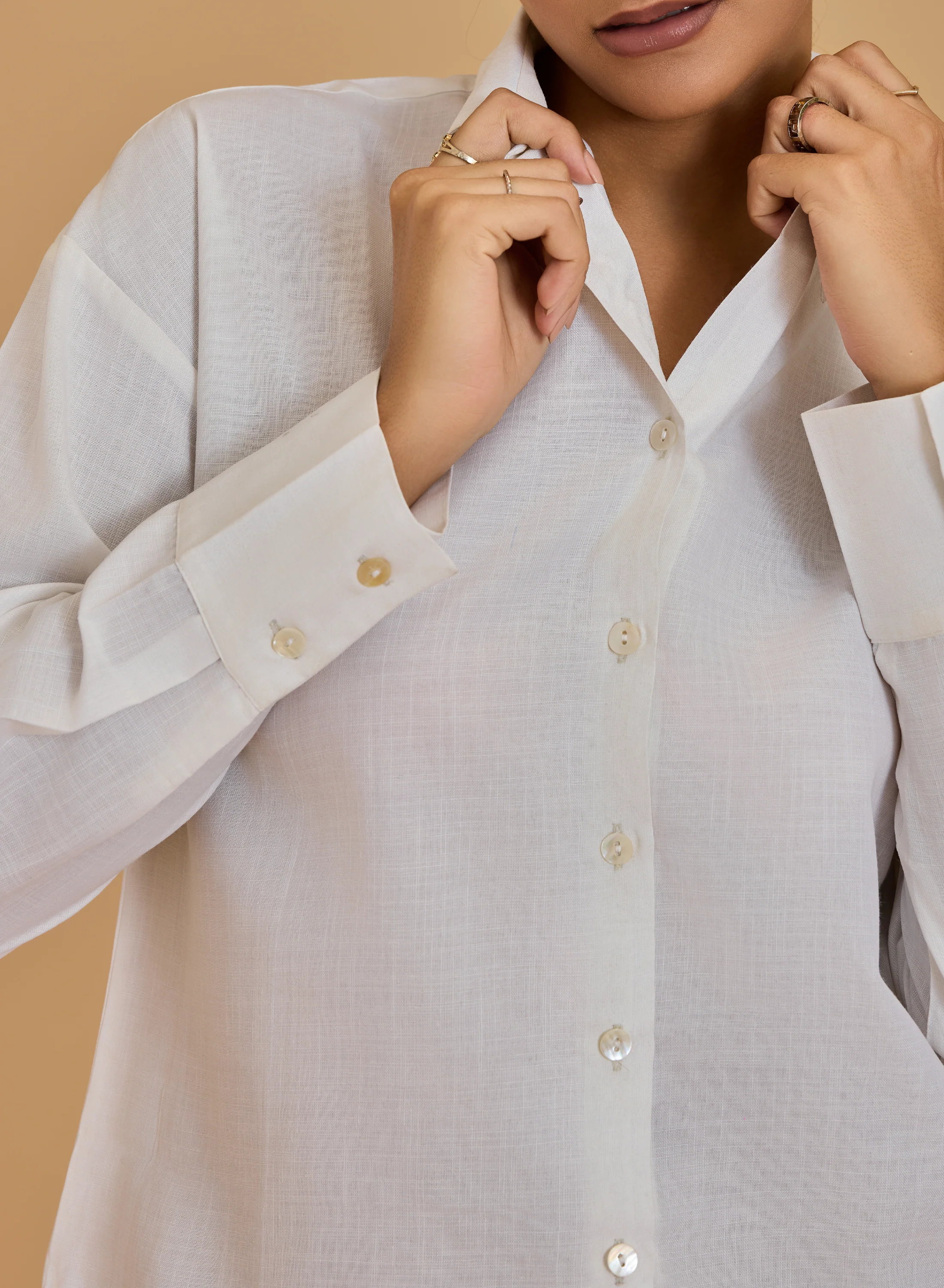 Urban Sundari Women's Solid Cotton Shirt with Shirt Collar and Curved Hemline - Image 18