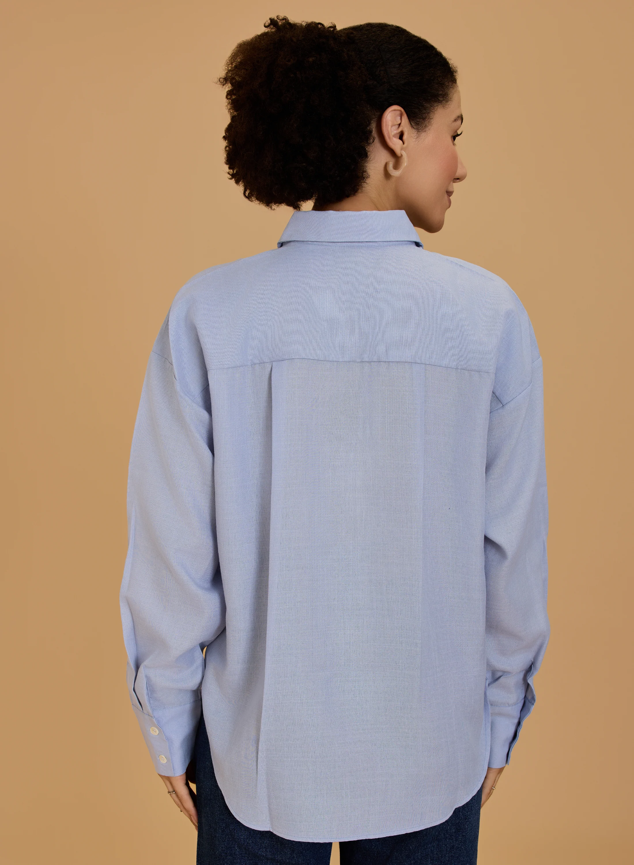 Urban Sundari Women's Solid Cotton Shirt with Shirt Collar and Curved Hemline - Image 7