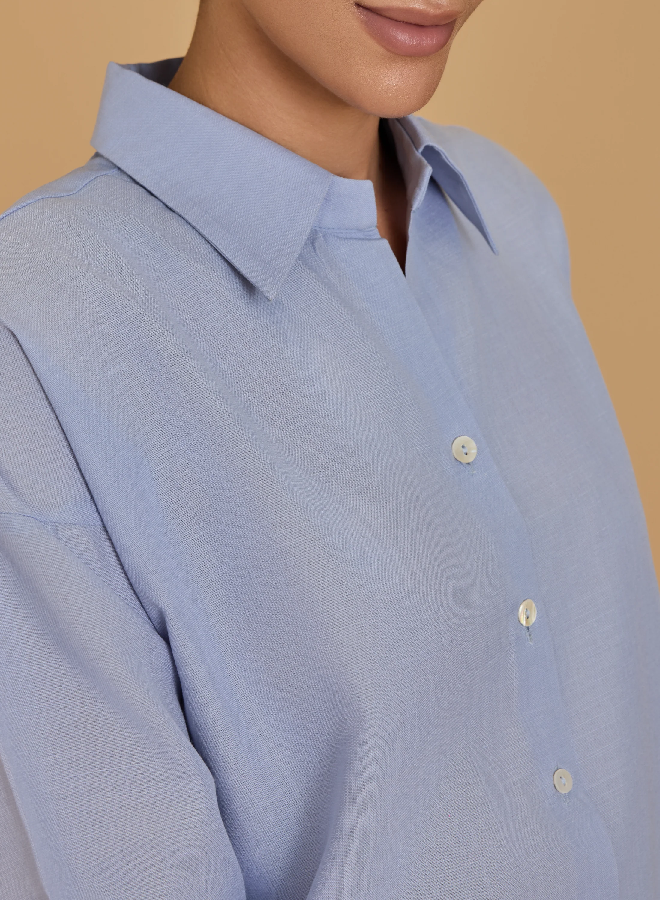 Urban Sundari Women's Solid Cotton Shirt with Shirt Collar and Curved Hemline - Image 9