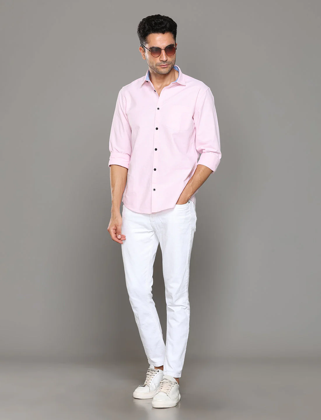 Uri Baby Pink Oxford Casual Shirt - Image 2