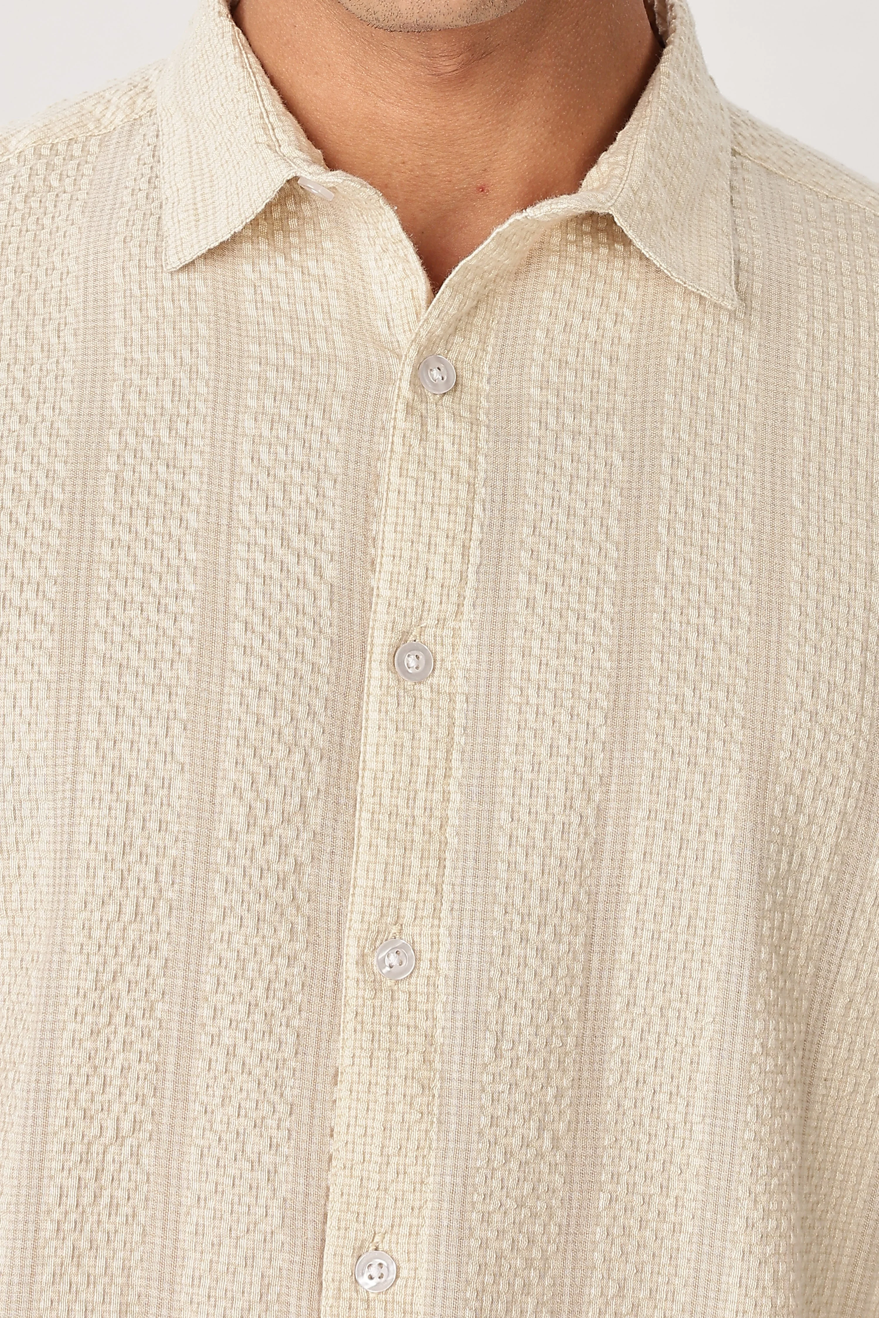 Uri Beige Seersucker Shirt - Image 6