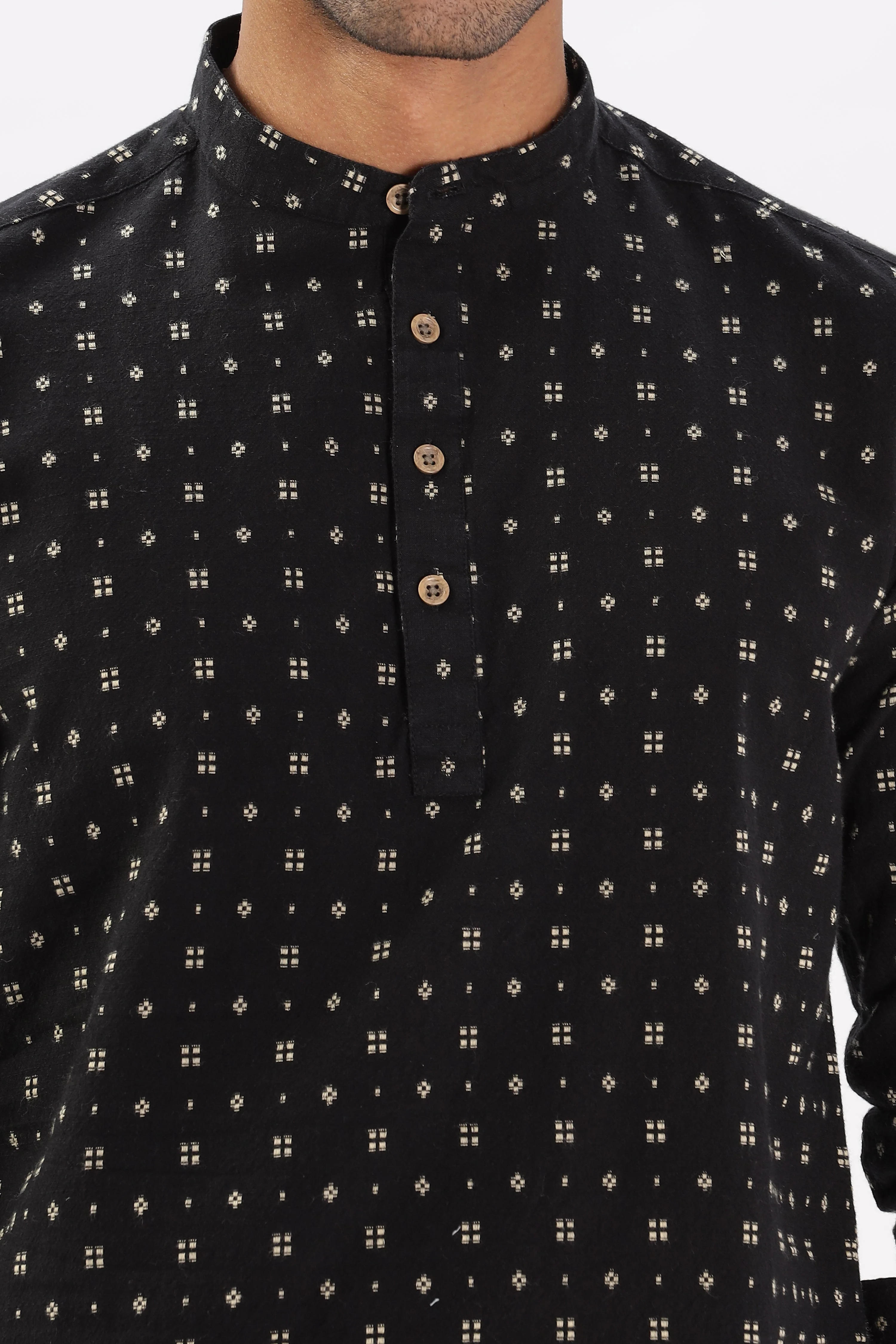 Uri Black Dobby Short Kurta - Image 7