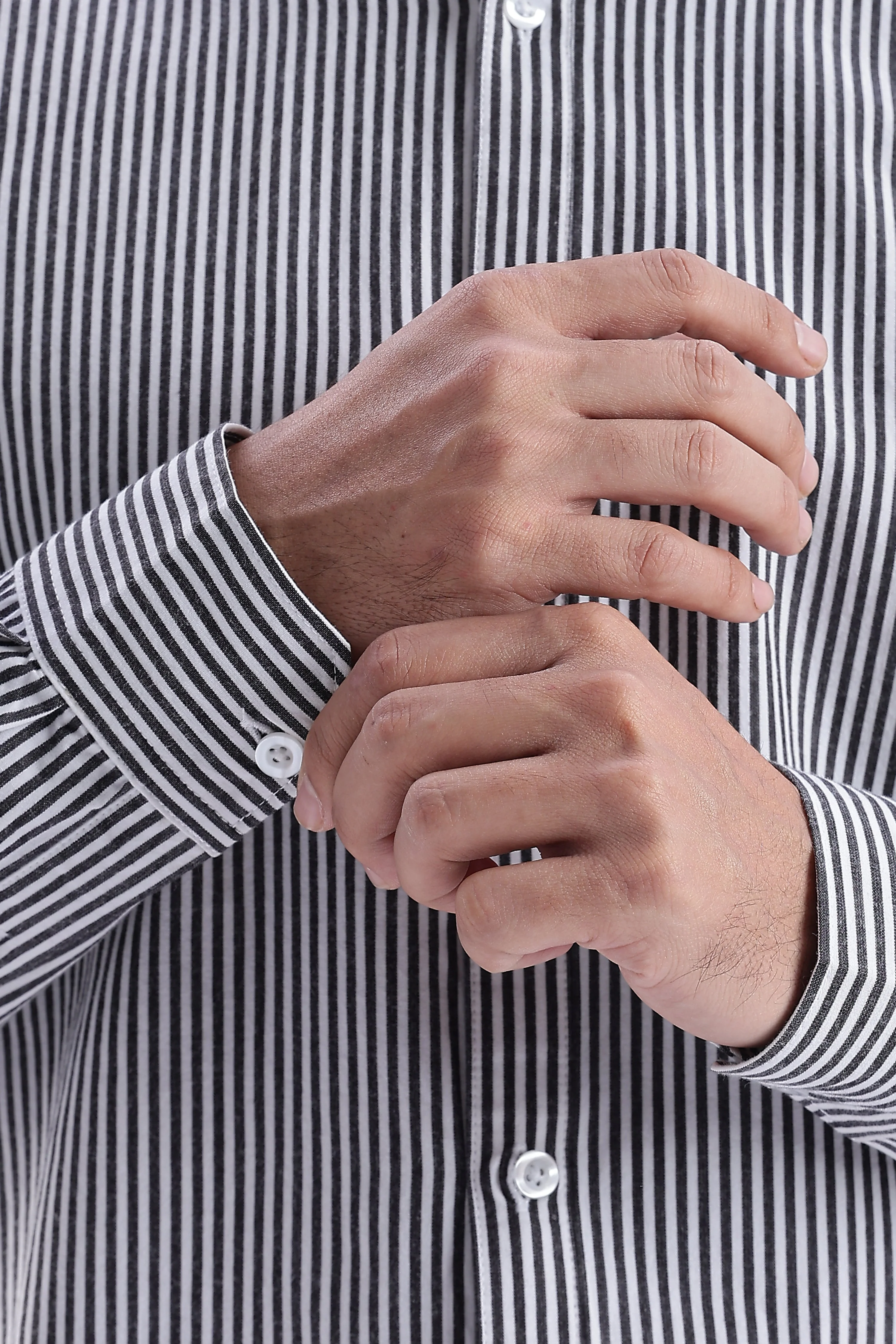 Uri Black Pinstripe Cotton Shirt - Image 8