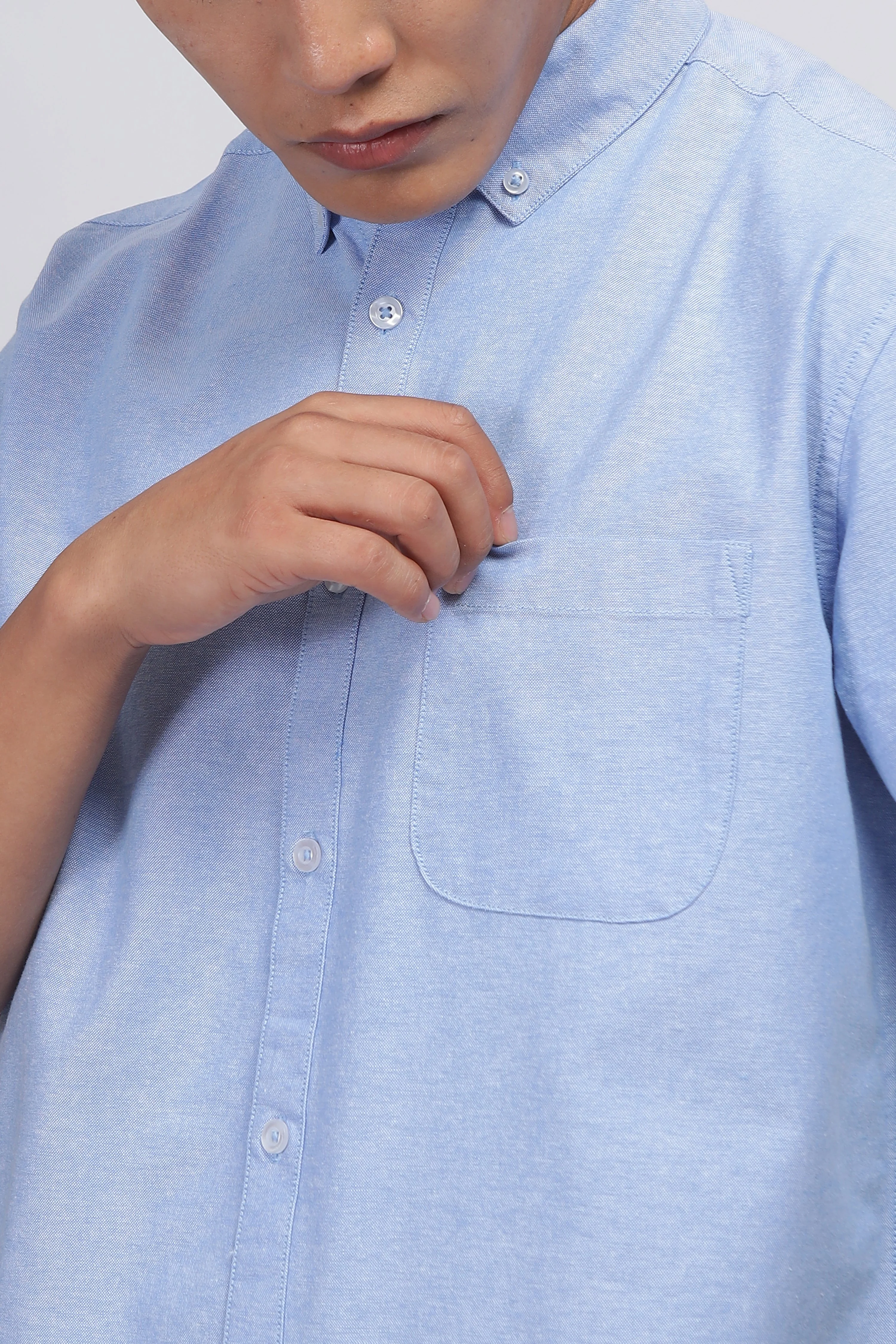 Uri Blue Button Down Oxford Shirt - Image 6