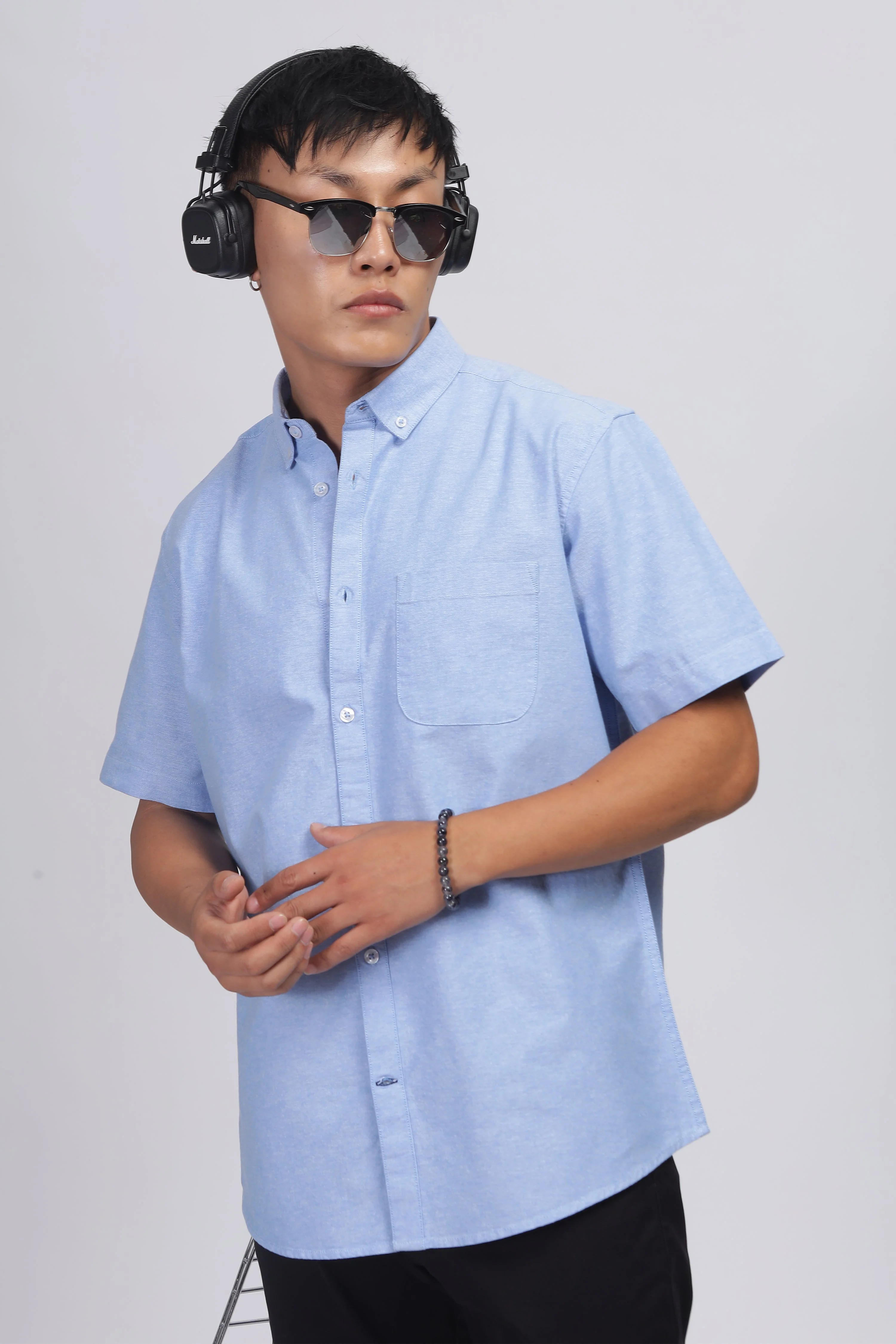 Uri Blue Button Down Oxford Shirt - Image 7