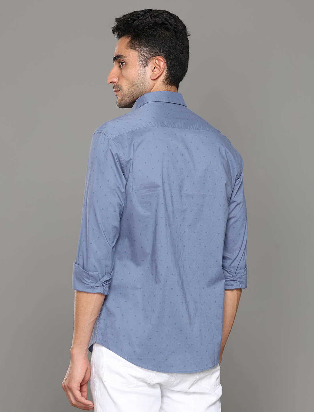 Uri Blue Printed Regular Fit Casual Shirt - Image 4