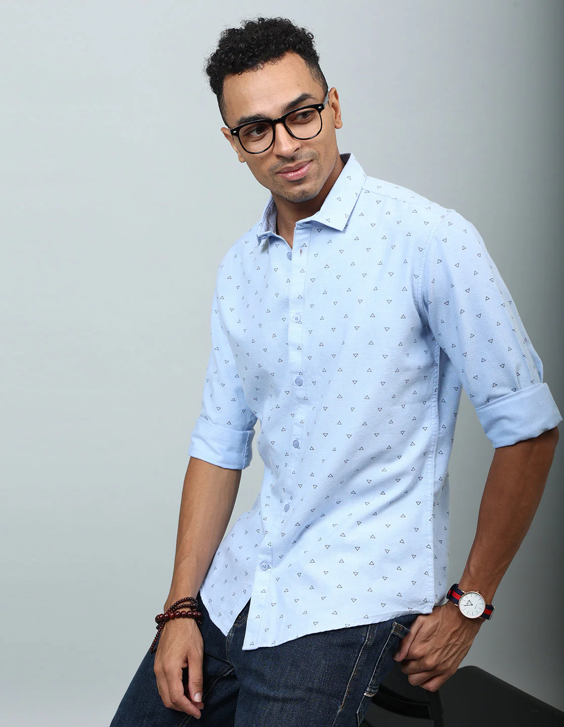 Uri Blue Regular Fit Cotton Shirt - Image 2