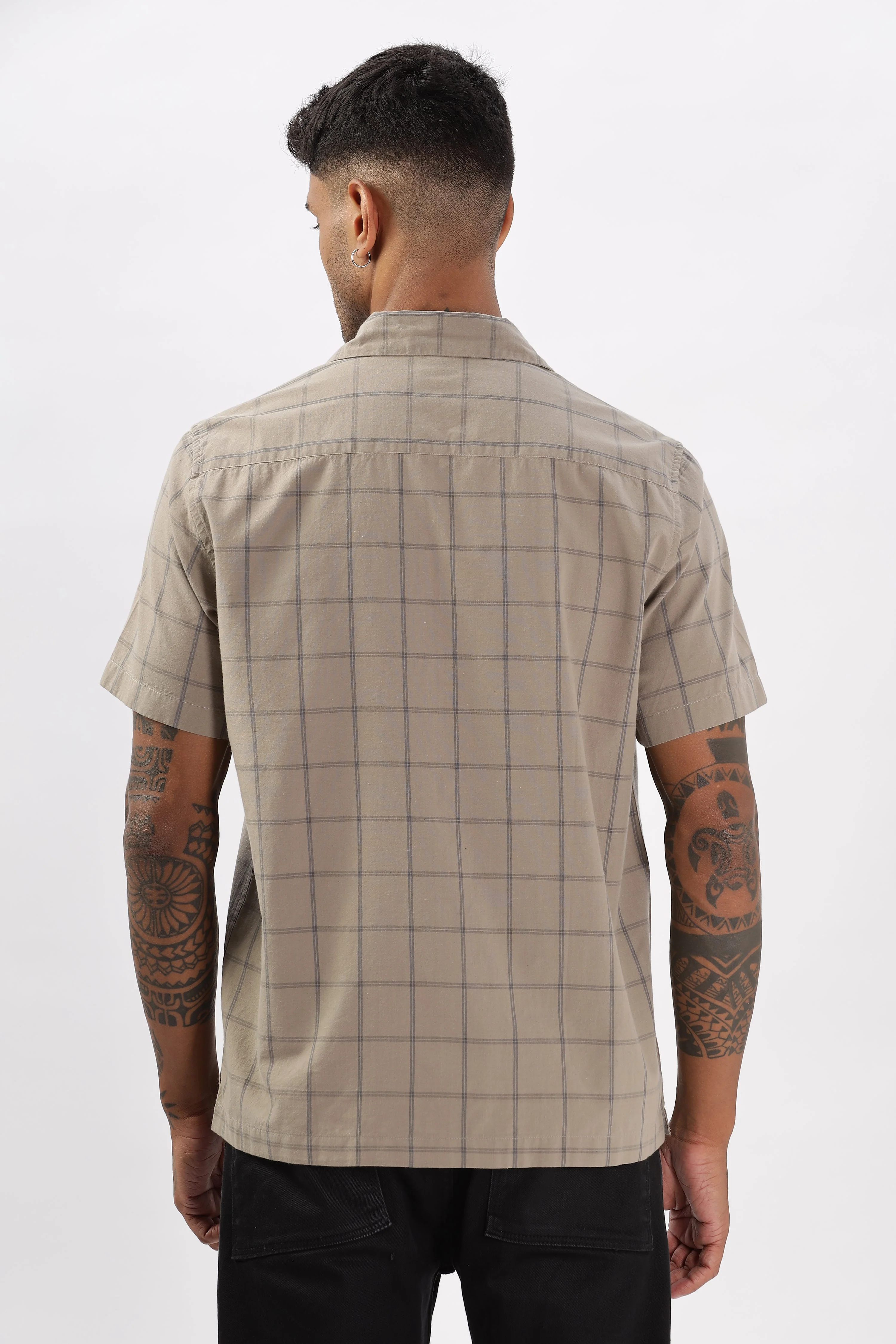 Uri Brown Checked Cotton Casual Shirt - Image 4