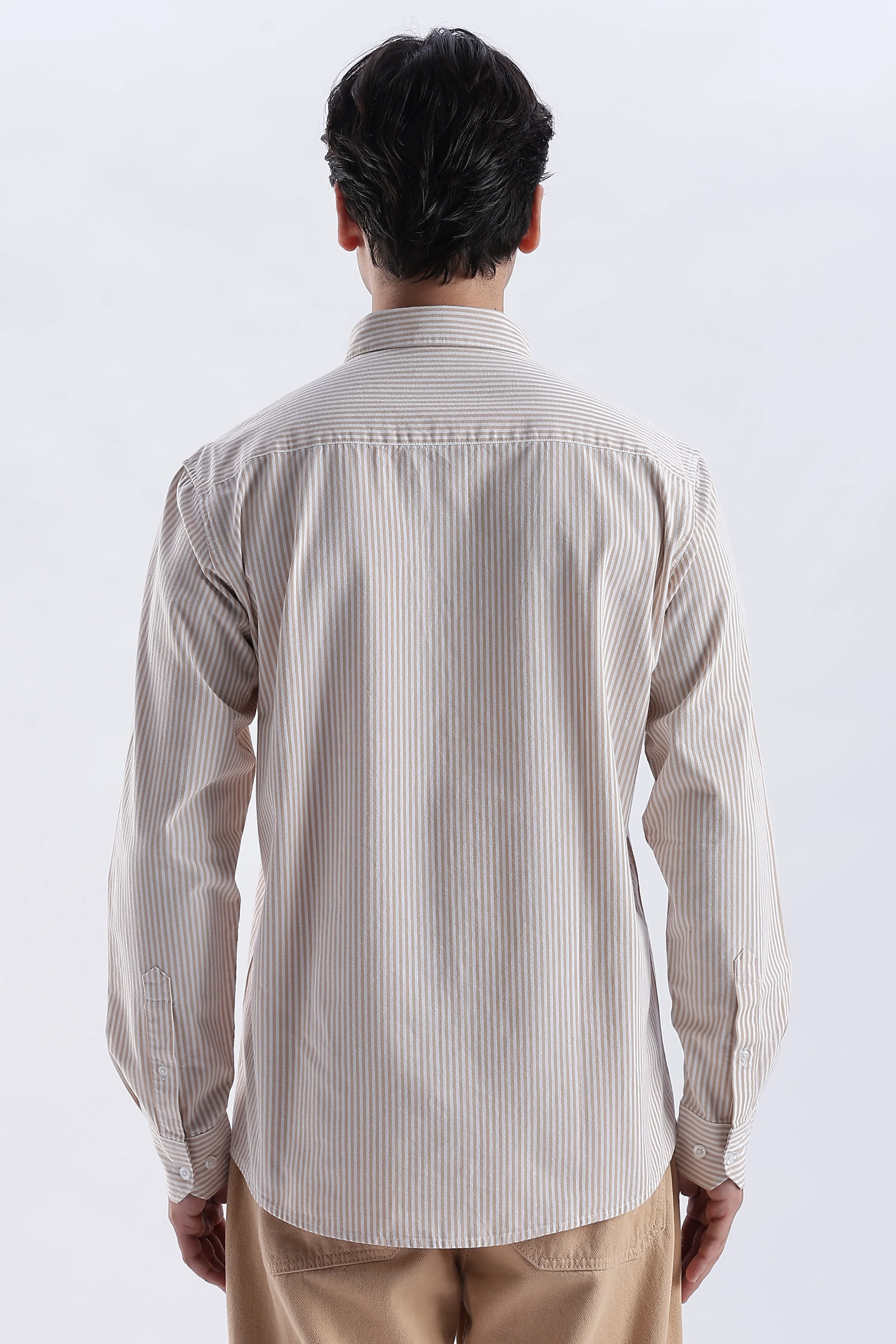 Uri Brown Pinstripe Cotton Shirt - Image 3