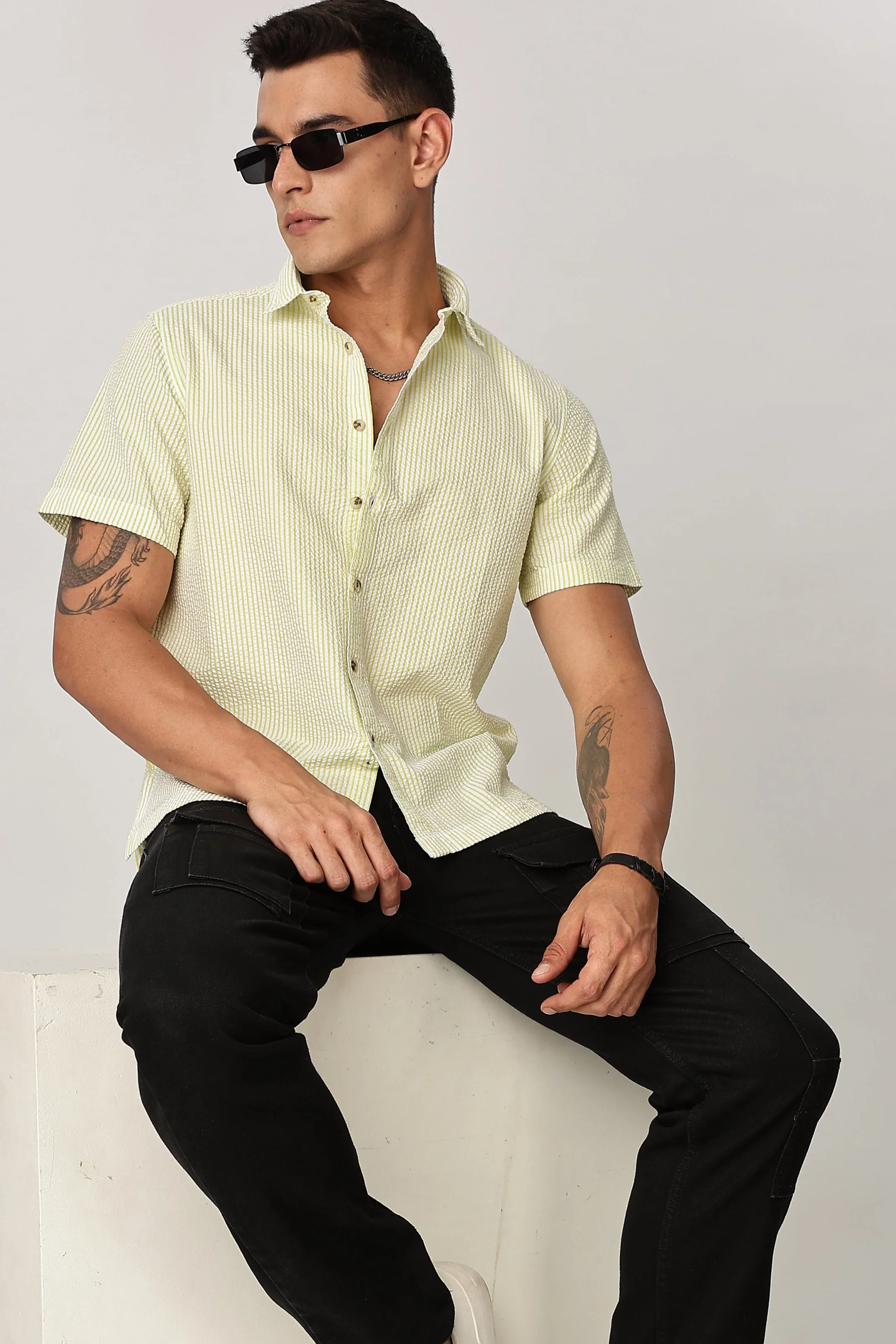 Uri Butter Yellow Seersucker Shirt - Image 2