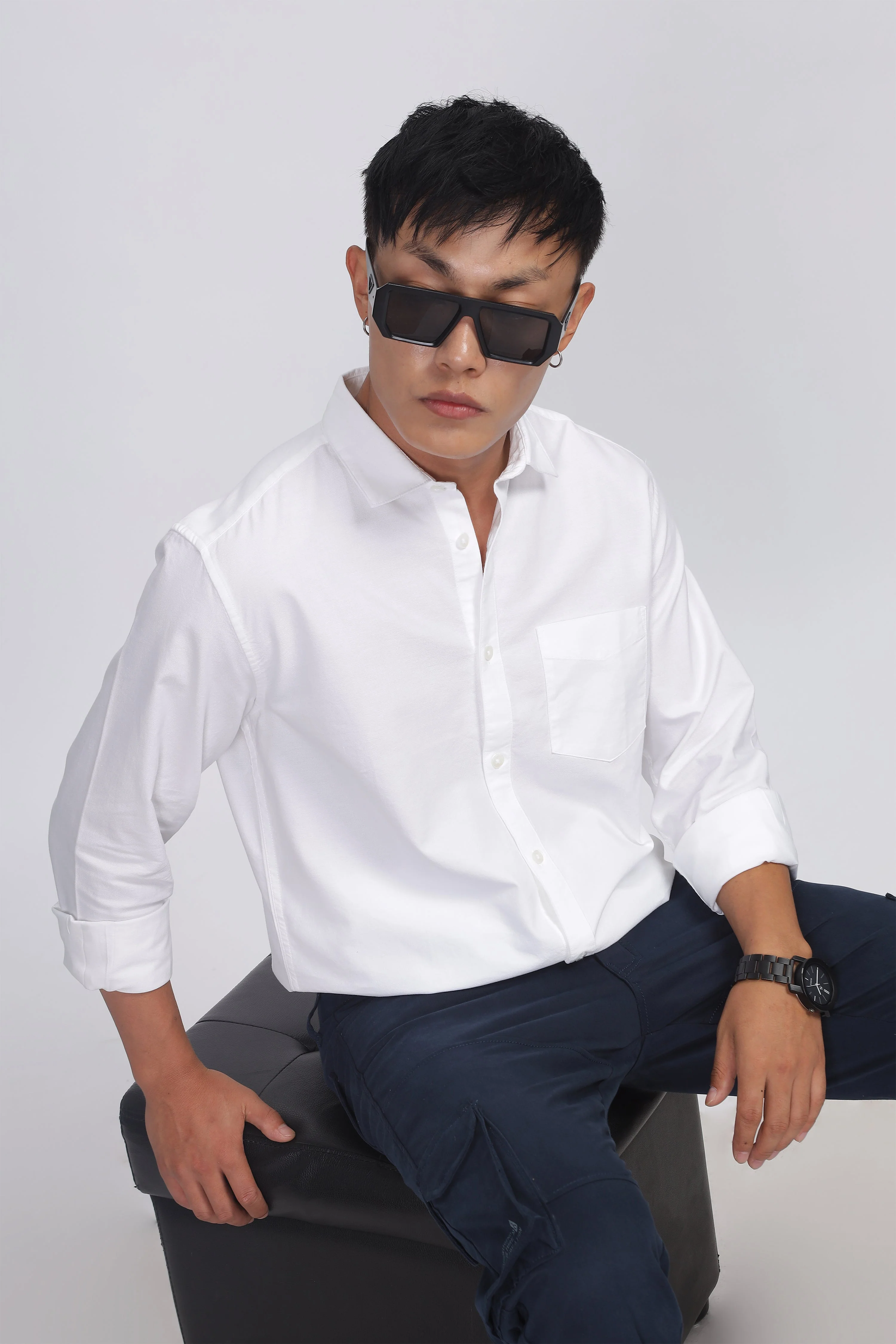 Uri Classic White Oxford Solid Shirt - Image 6