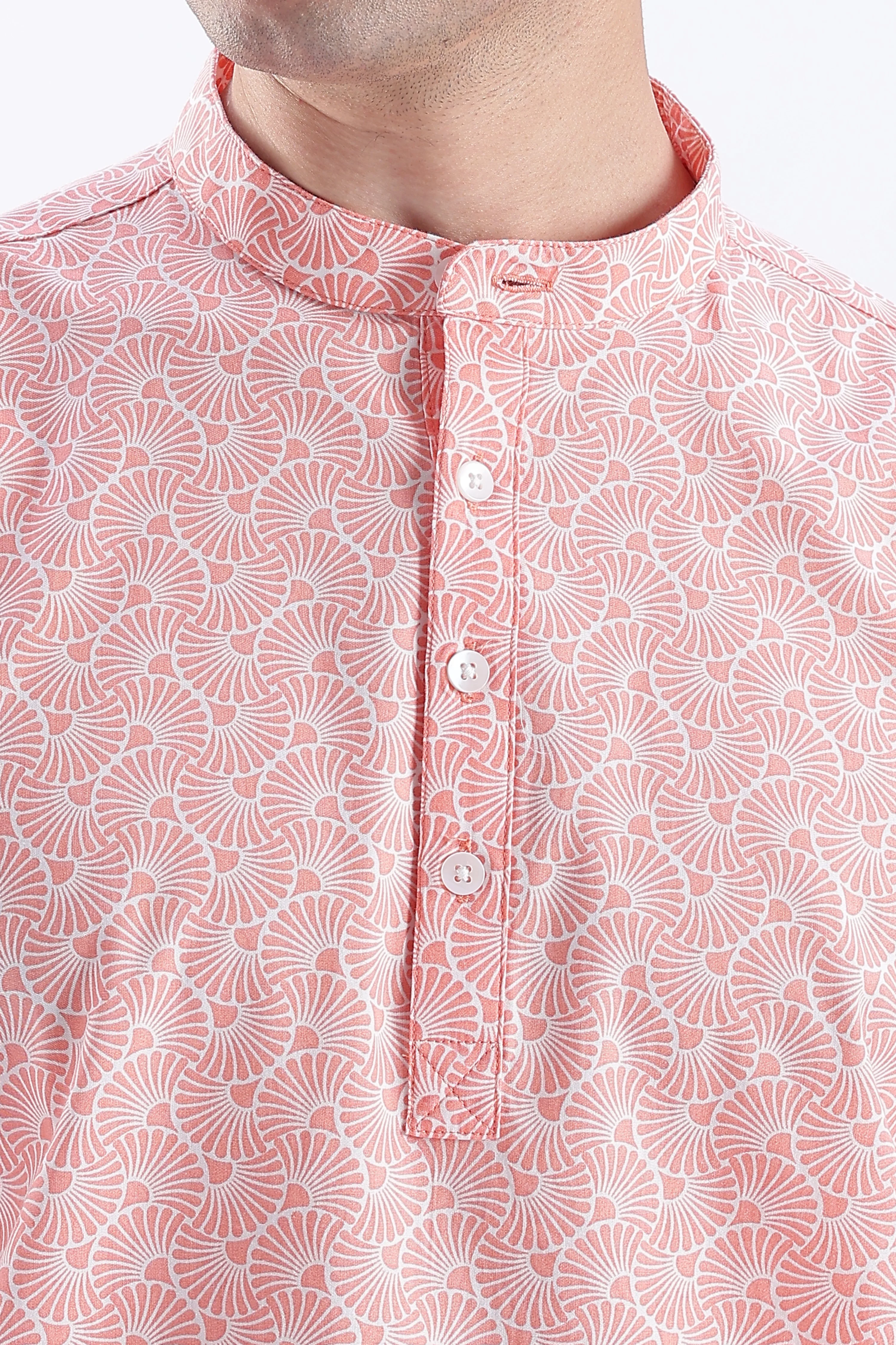 Uri Coral Pink Printed Short Kurta - Image 7