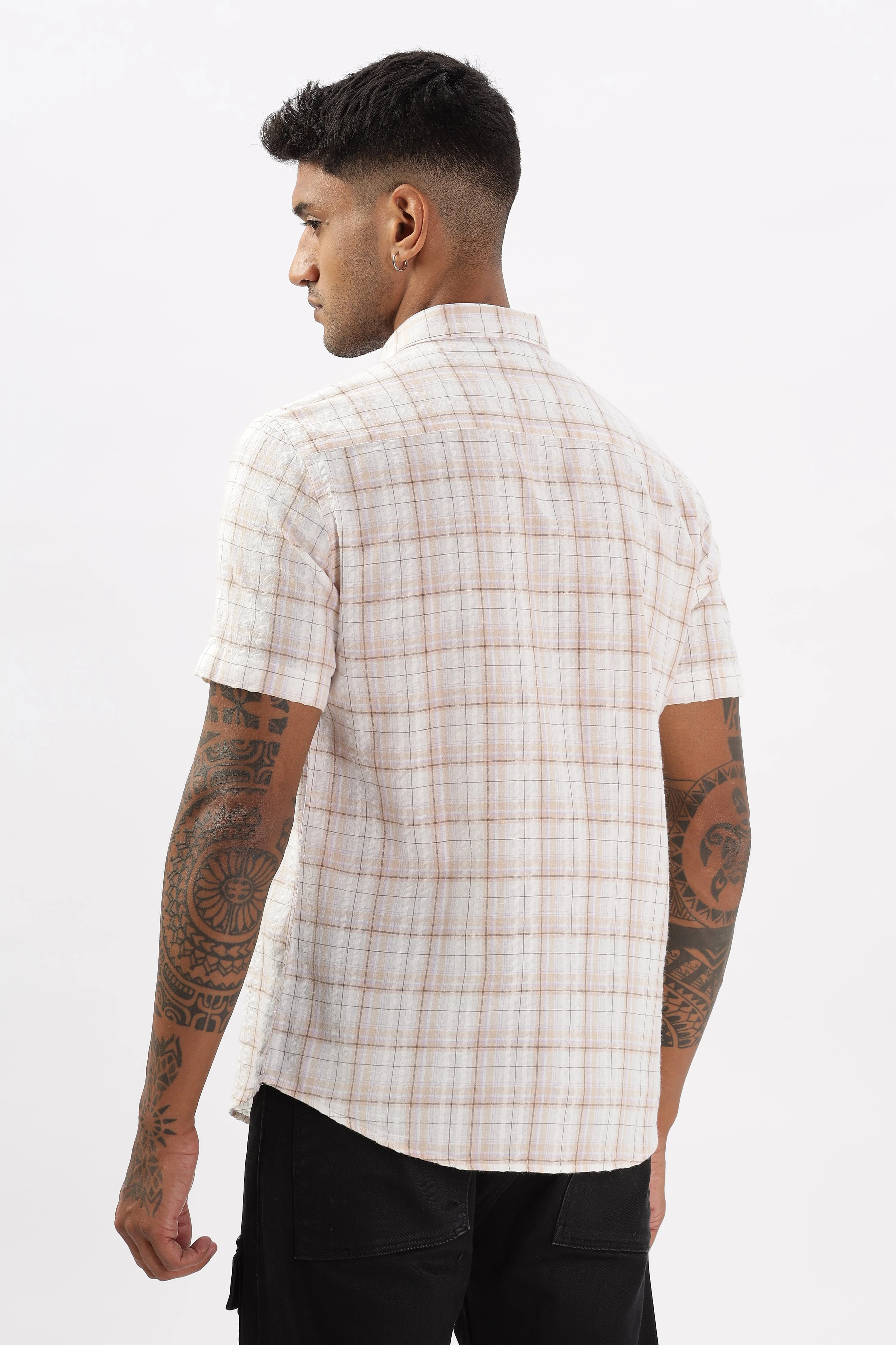 Uri Cream Seersucker Casual Shirt - Image 4