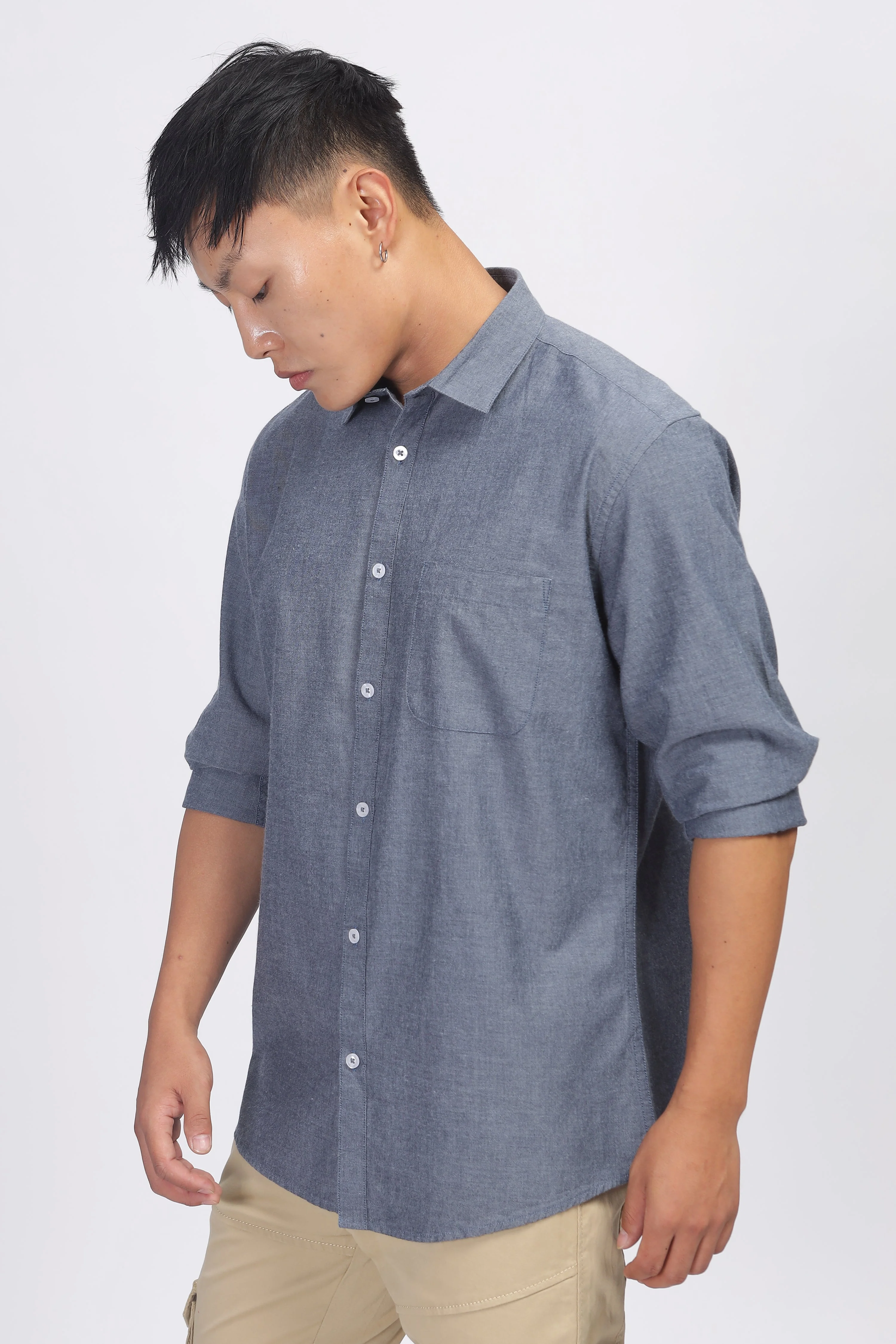 Uri Dark Grey Spread Collar Shirt - Image 3