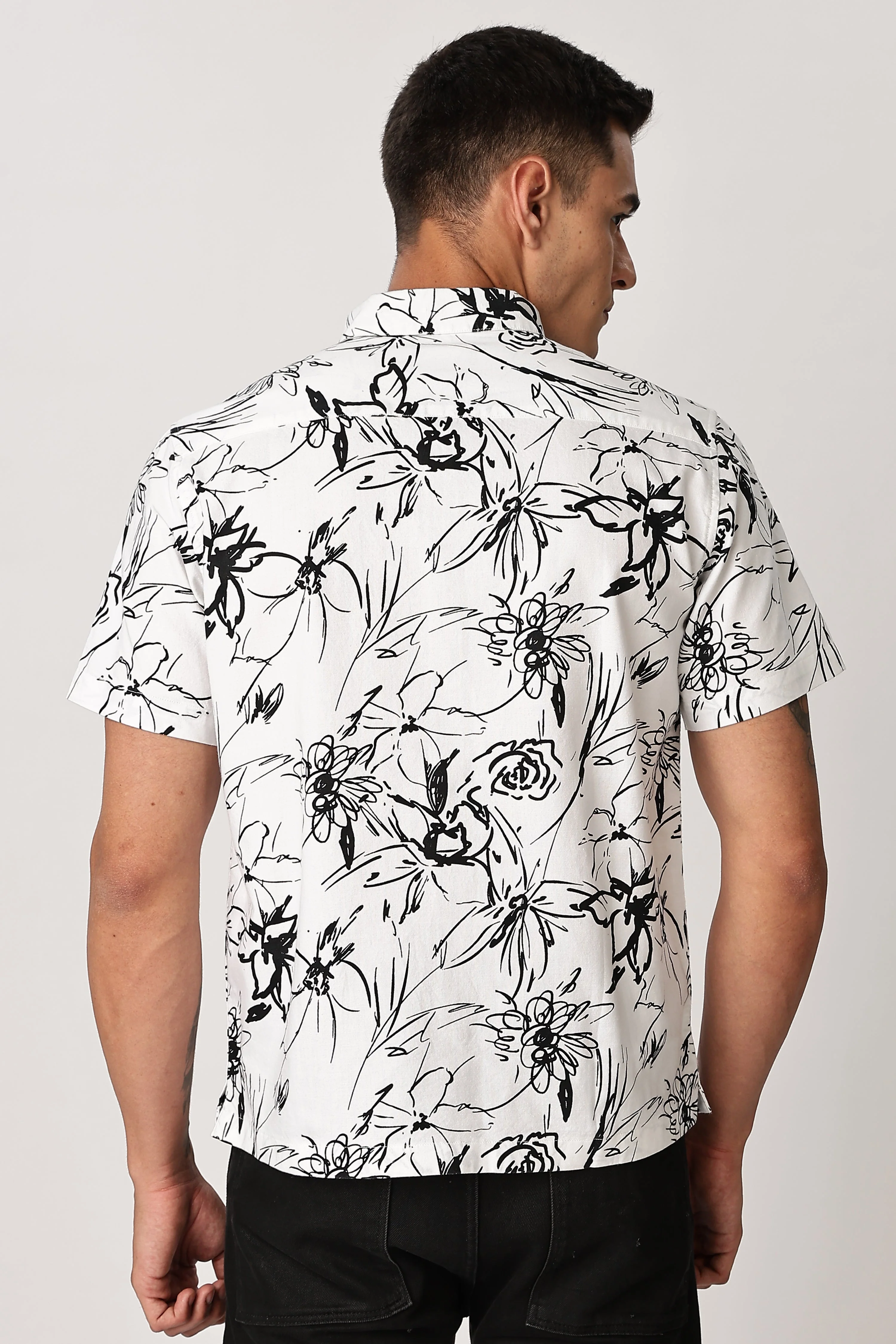 Uri Floral Sketch White Shirt - Image 3