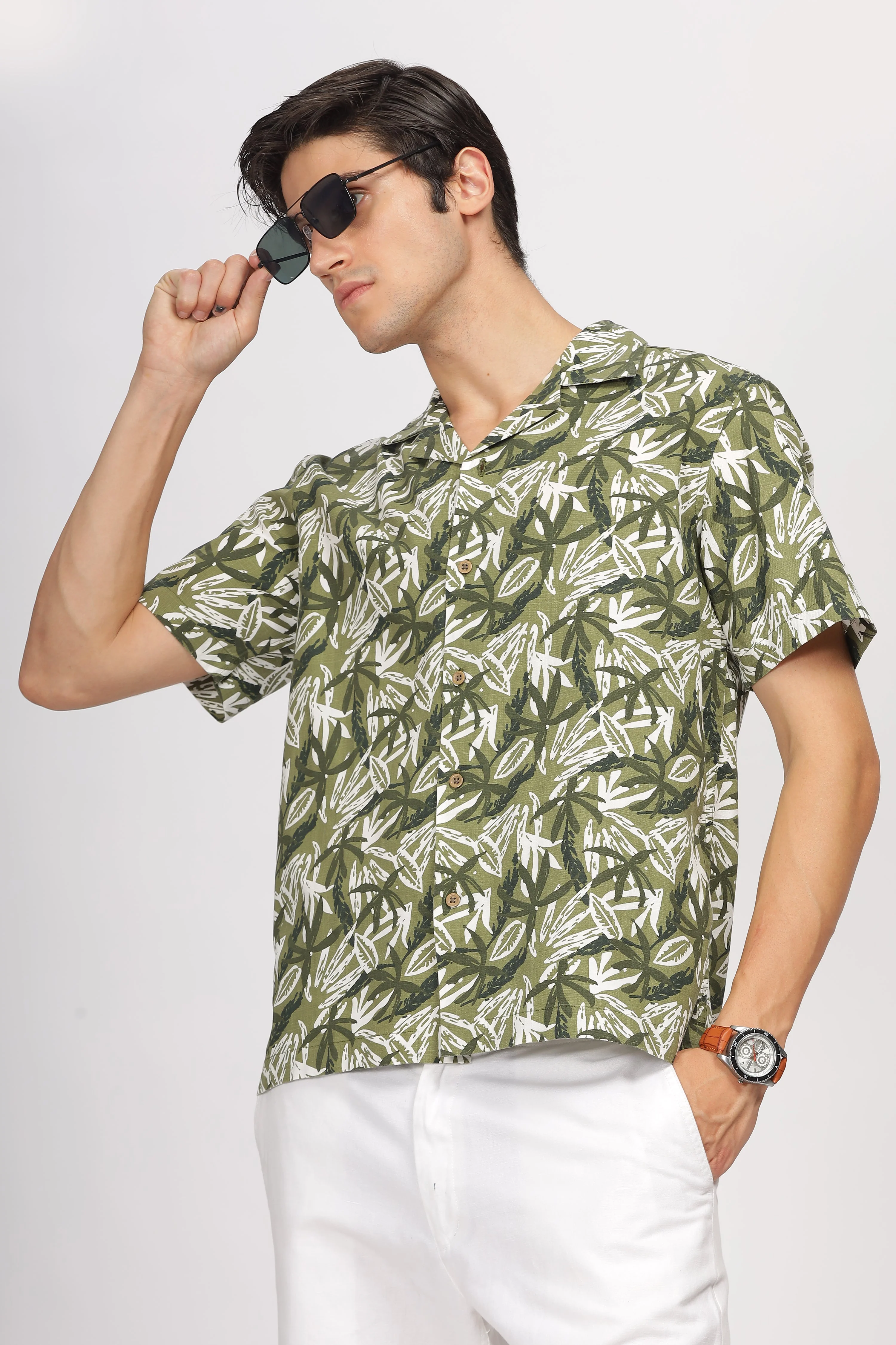 Uri Green Floral Resort Shirt - Image 2