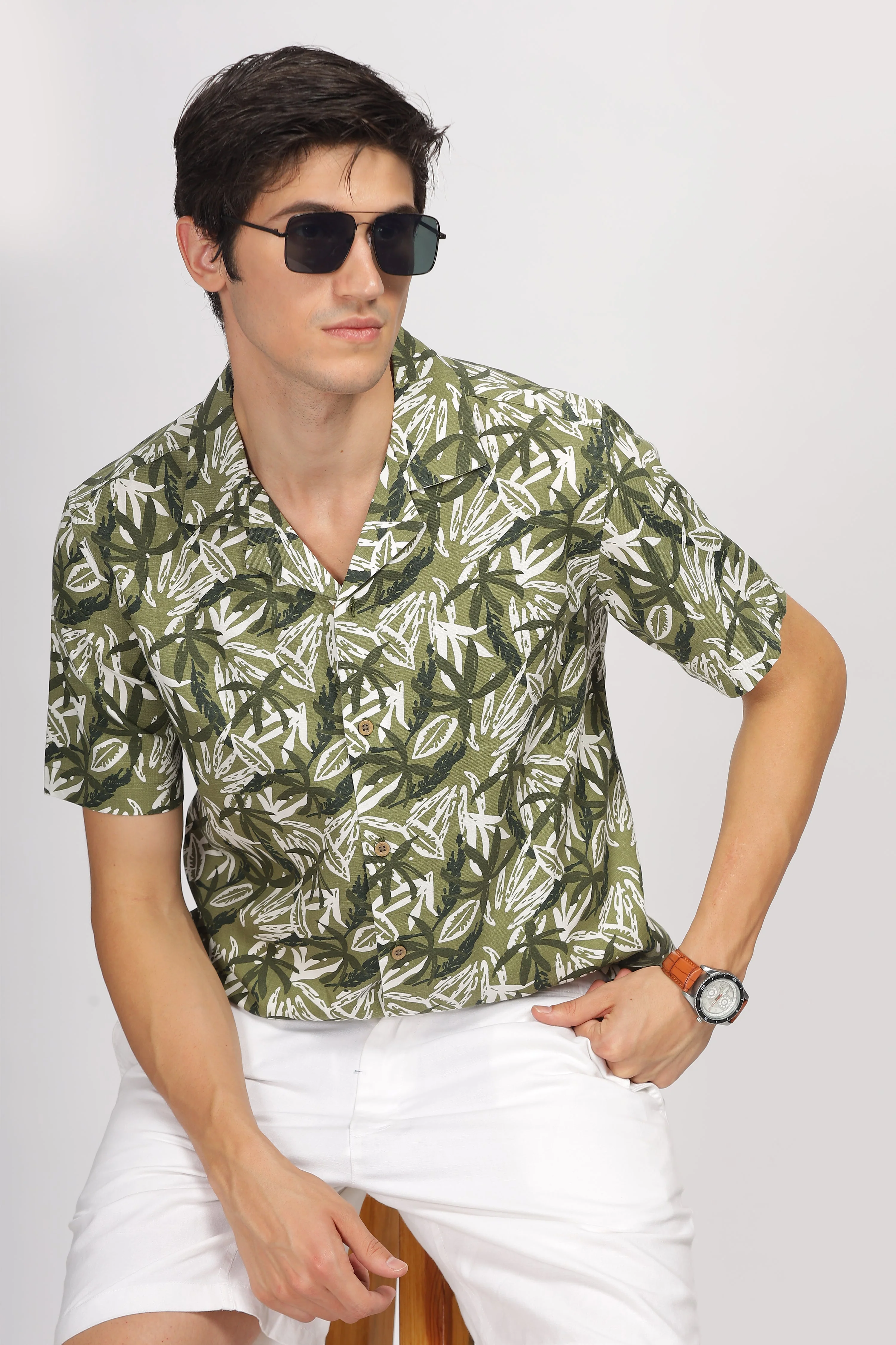 Uri Green Floral Resort Shirt - Image 9