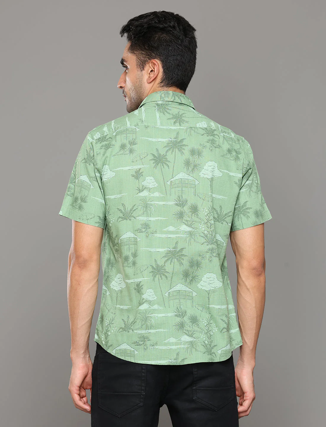 Uri Green Printed Hawaiian Short Sleeves Shirt - Image 4
