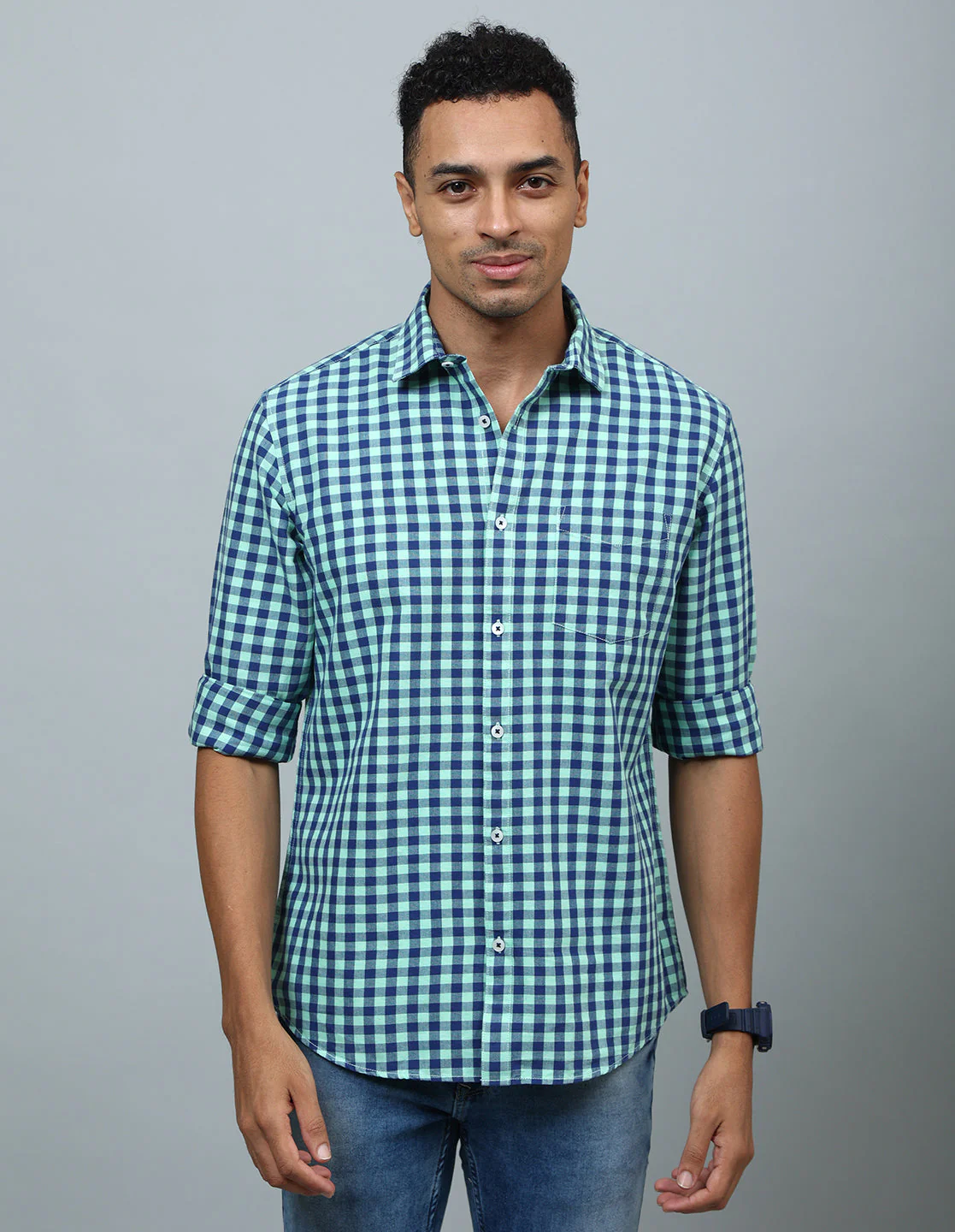 Uri Green Regular Fit Casual Shirt