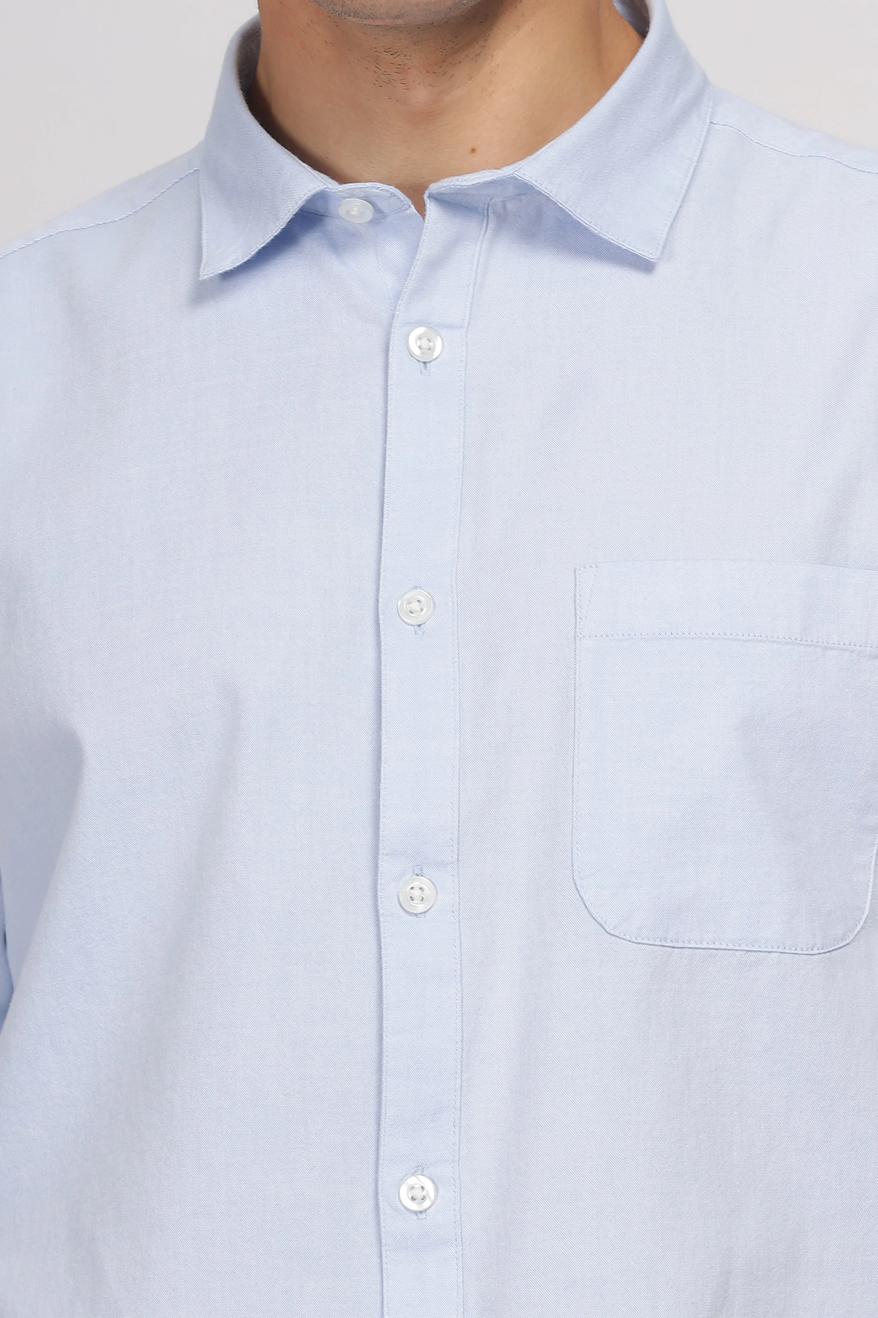 Uri Half Sleeve Sky Blue Oxford Shirt - Image 6