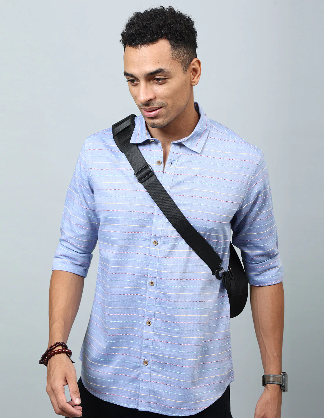 Uri Light Blue Regular Fit Casual Shirt - Image 2