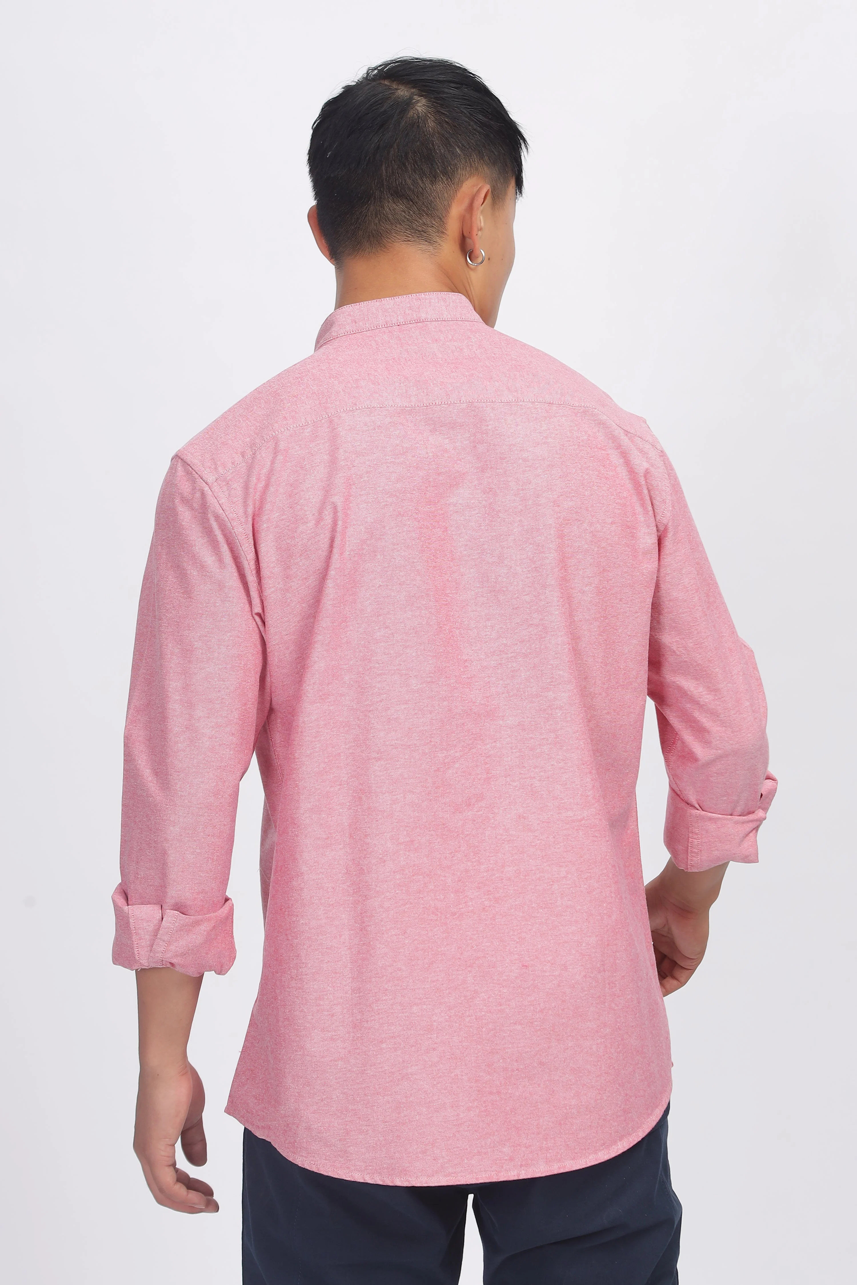 Uri Mauve Mandarin Collar Oxford Shirt - Image 7