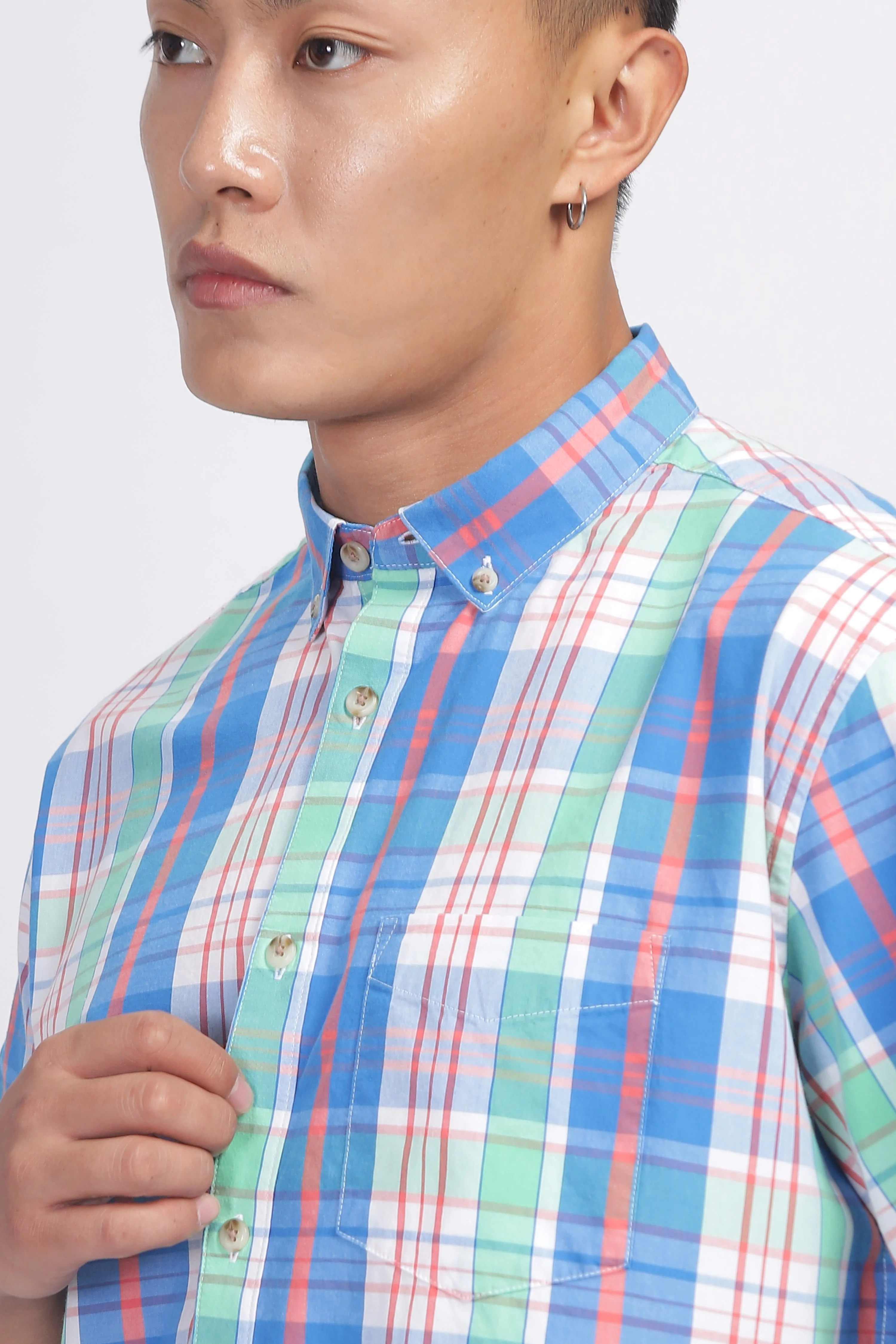Uri Multicolor Checked Half Sleeve Shirt - Image 7