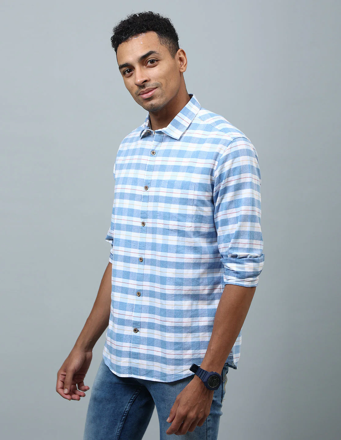 Uri Multicolor Dobby Casual Shirt - Image 3