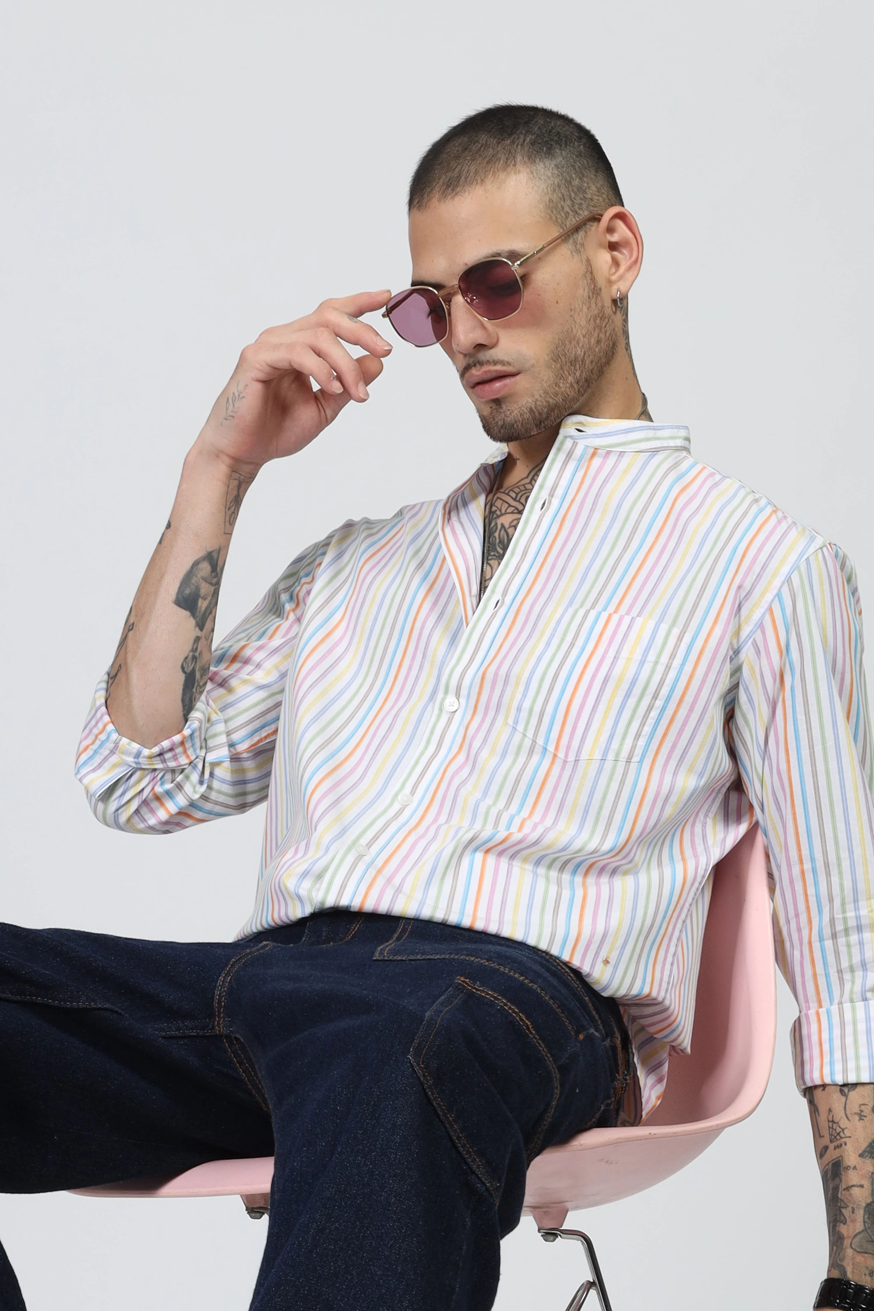Uri Multicolor Rainbow Stripe Shirt - Image 2