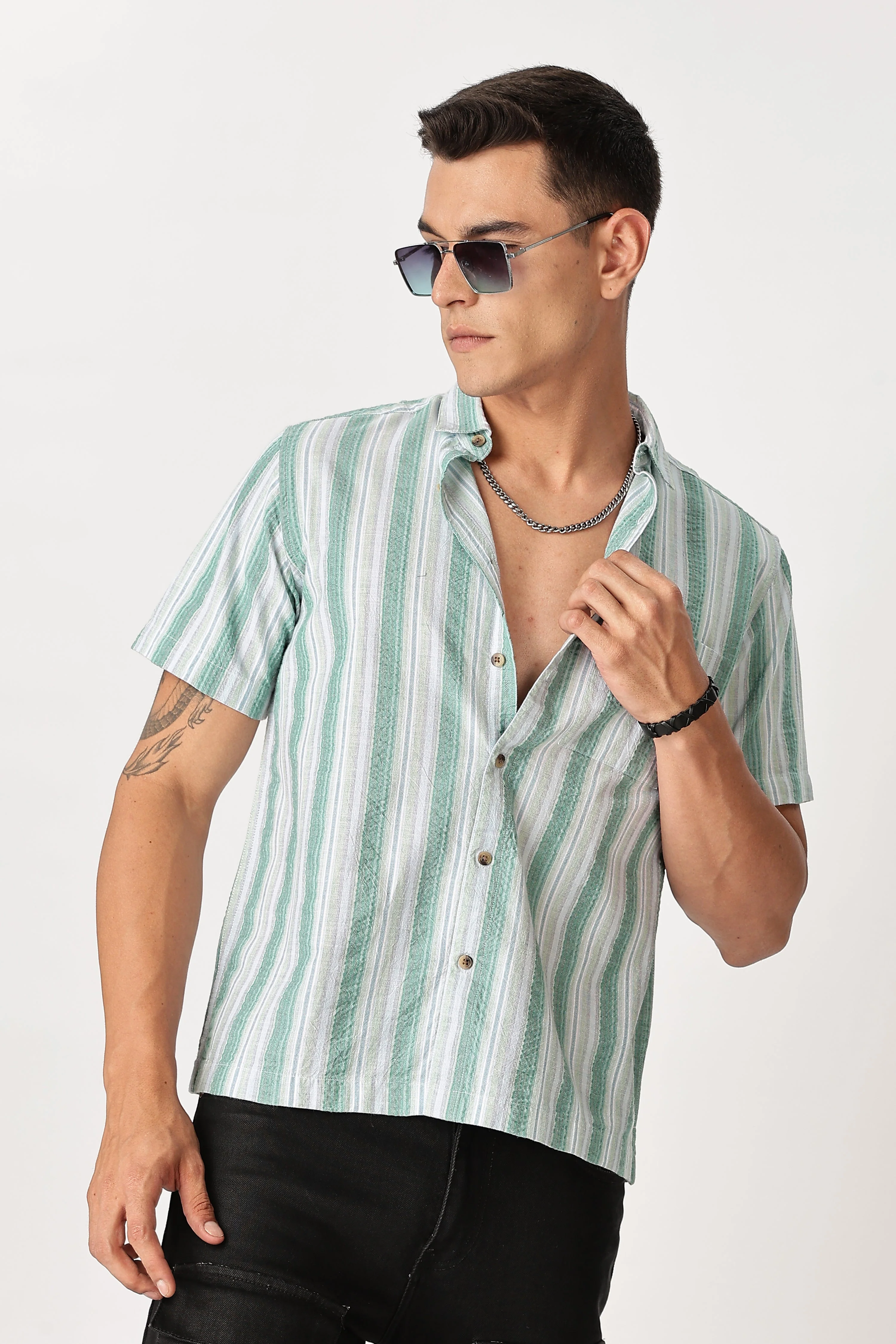Uri Multicolor Seersucker Striped Shirt