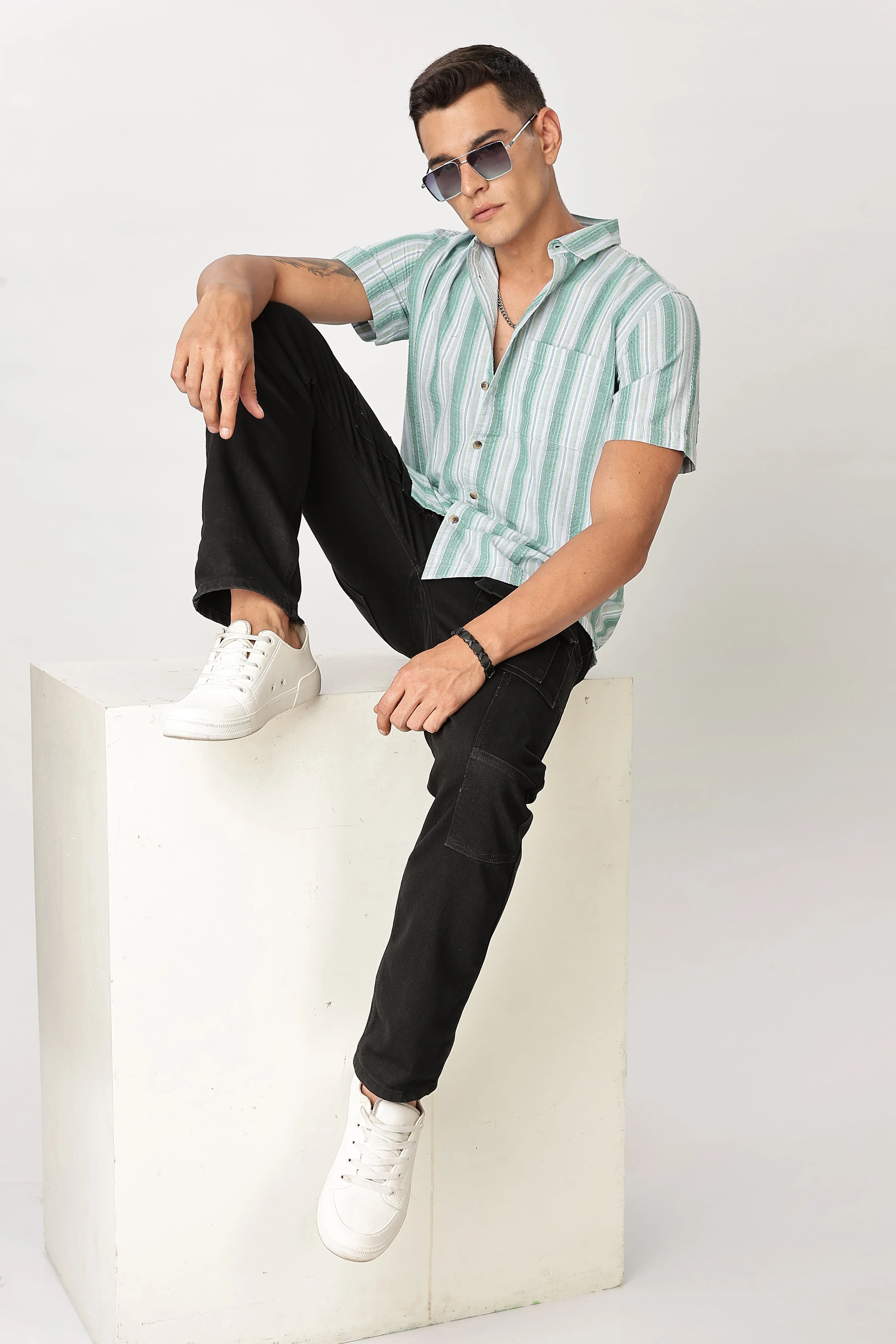 Uri Multicolor Seersucker Striped Shirt - Image 5