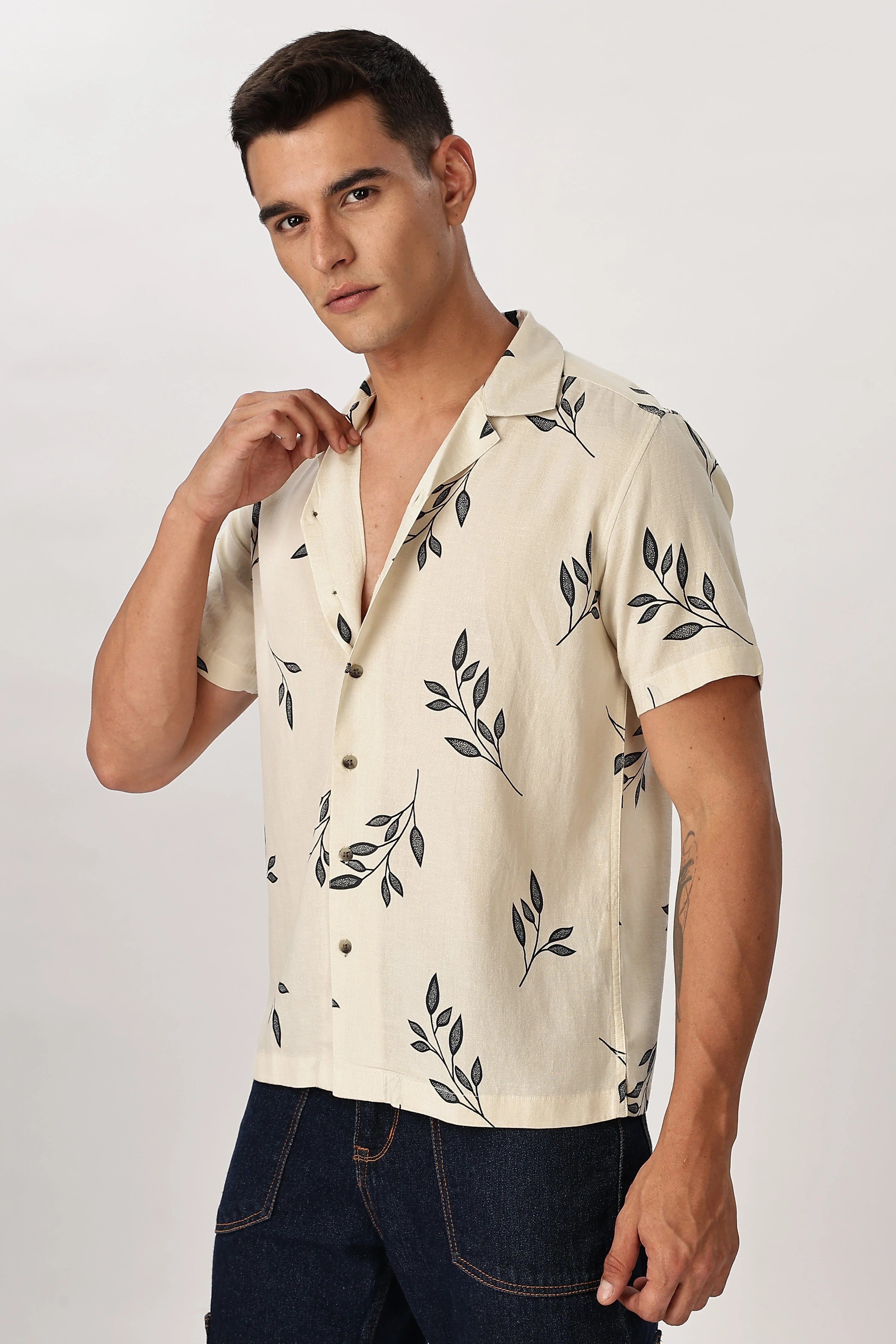 Uri Petals Printed Resort Collar Shirt - Image 3