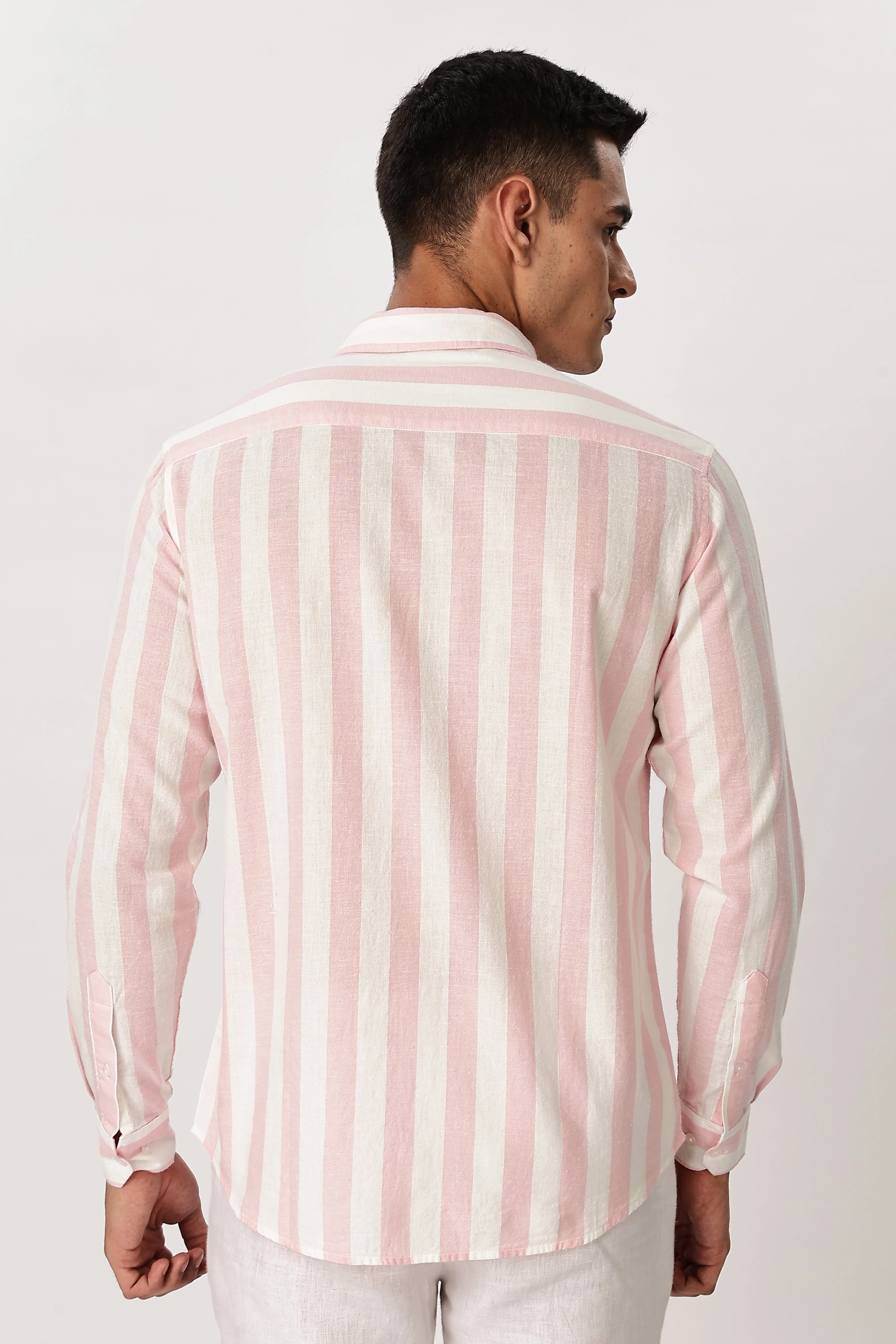 Uri Puce Pink Stripes Cotton Shirt - Image 4